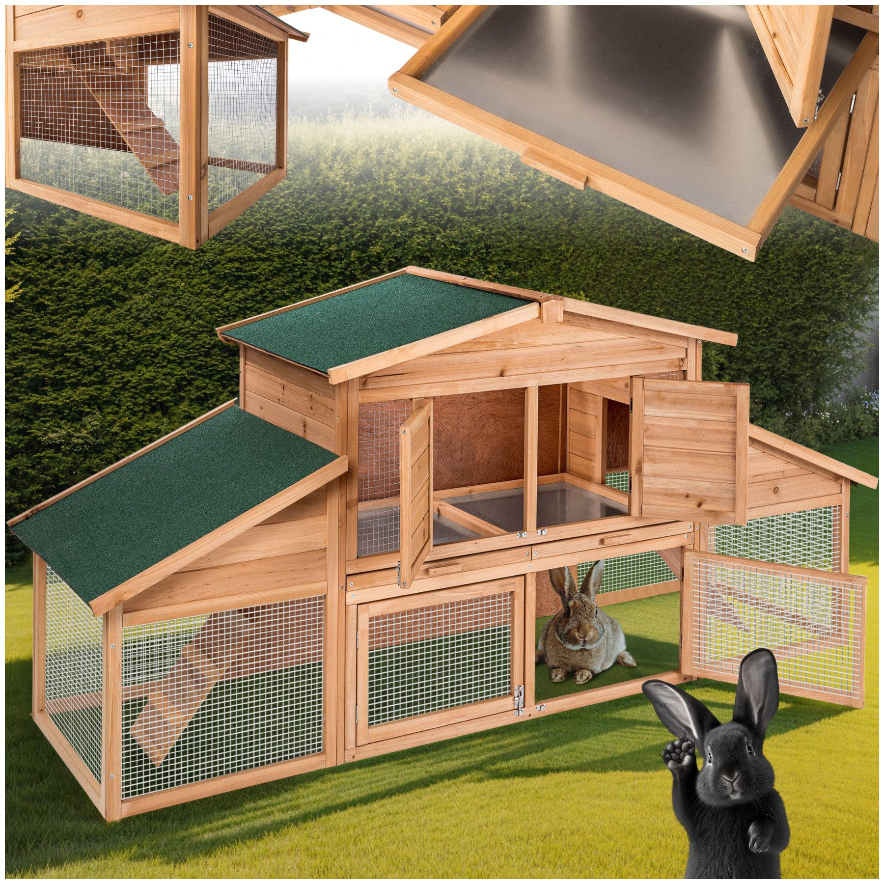tectake Freigehege Kleintierstall, aus Holz günstig online kaufen