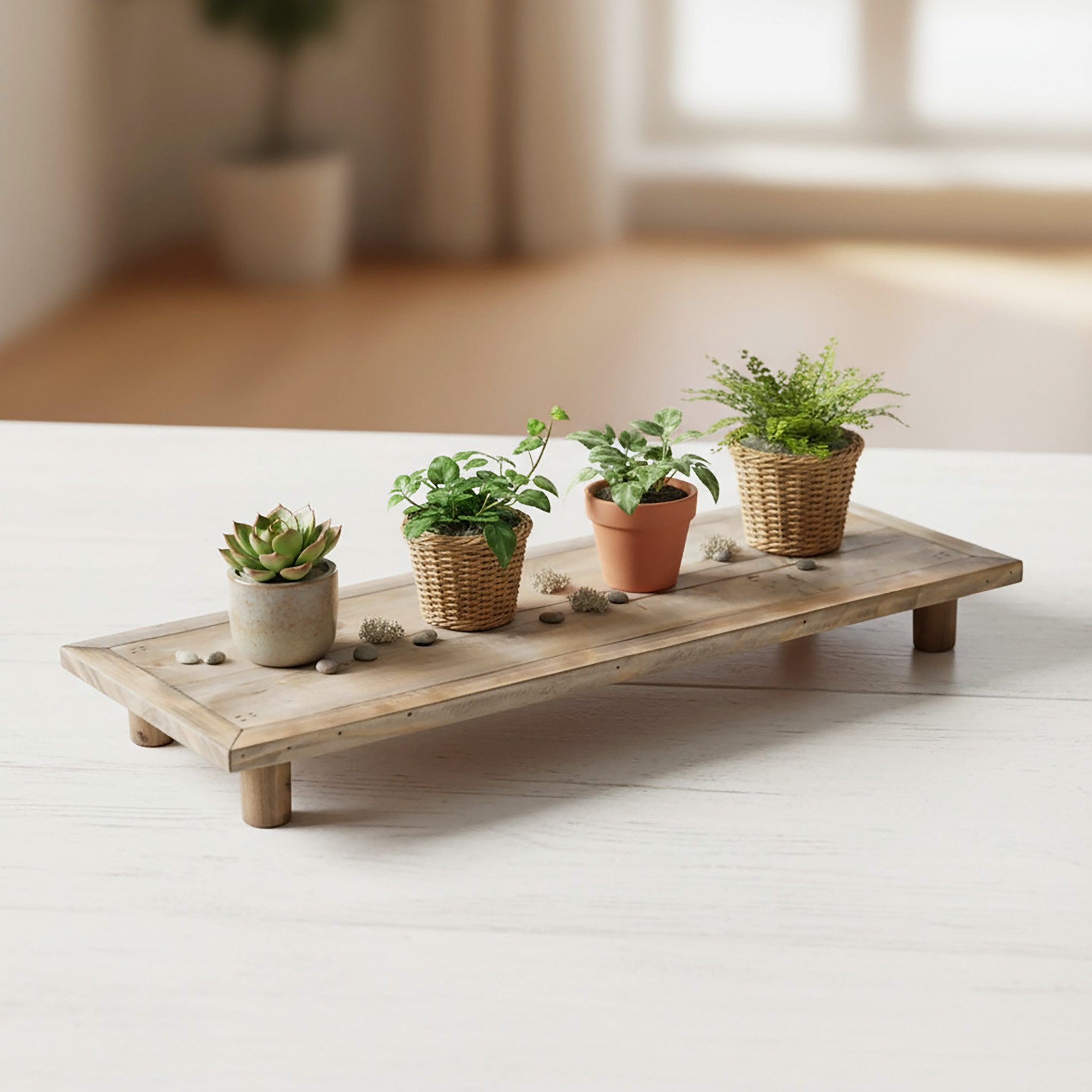 Spetebo Blumenhocker Deko Blumenteller natur - mit 4 Füßen (Anzahl, 1 St., Stück), ideal als Blumenständer – Bild 5 von 5