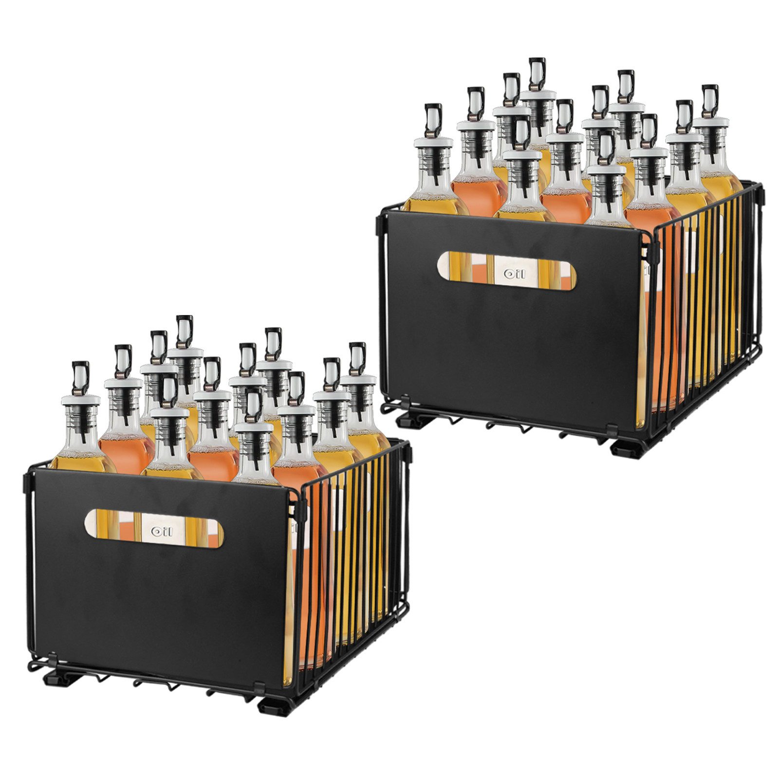 JEOBEST Küchenorganizer-Set Küchenregal Regal mit 2 Korb Auszügen, Schrank Organizer, (2-tlg. 38x25x19cm) Hochwertiger Karbonstahl, Kein Bohren erforderlich