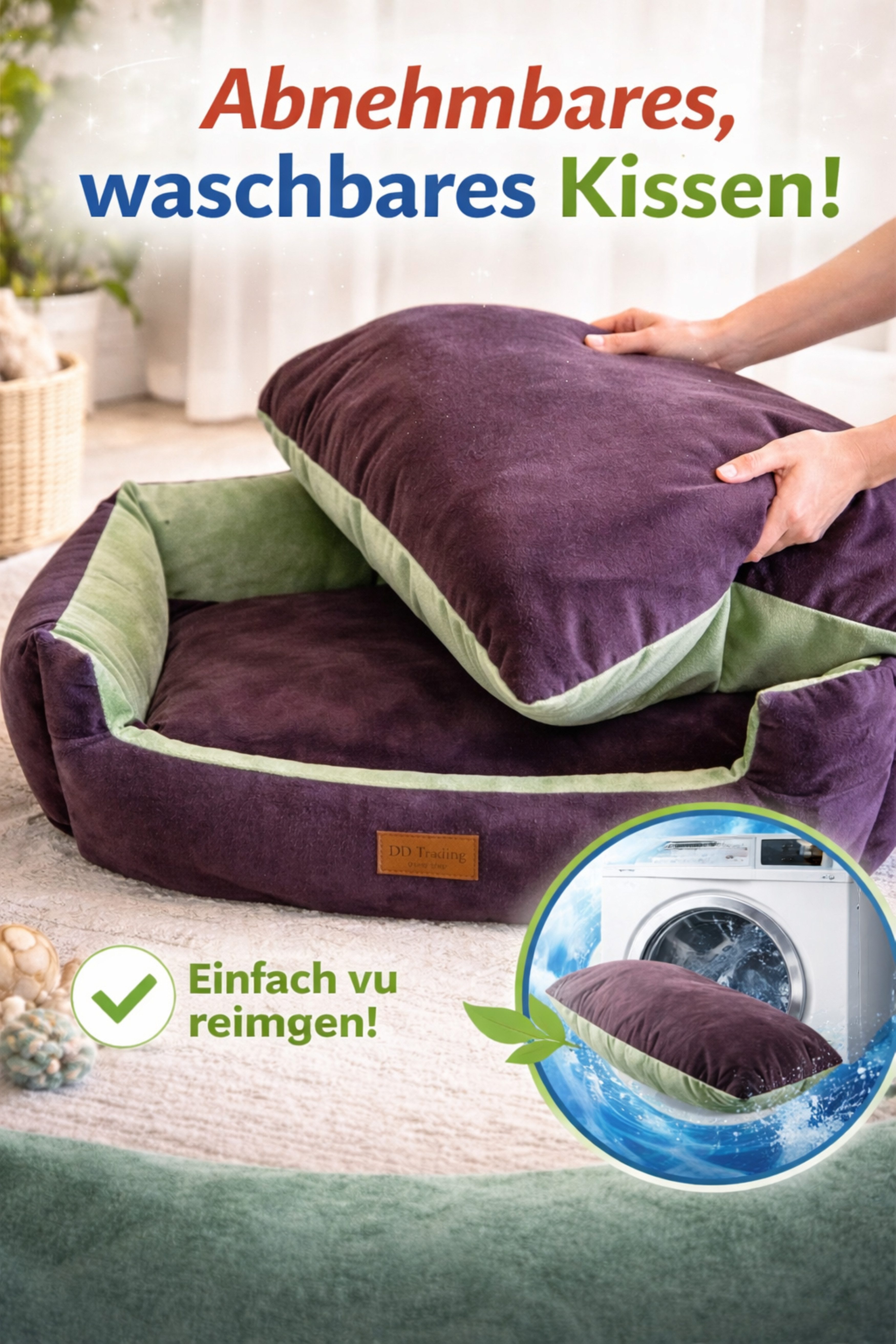 DDOnlineShop Tierbett Hundebett Katzenbett Farbe Braun- Gold, Lila, Grau Premium Qualität