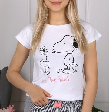 Sarcia.eu Pyjama Snoopy und die Peanuts, kurzarm Mädchen-Pyjama, weiß-dunkelblau