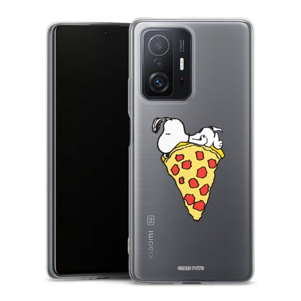 DeinDesign Handyhülle Peanuts Pizza Snoopy Snoopy Pizza Transparent, Xiaomi 11T Pro 5G Slim Case Silikon Hülle Ultra Dünn Schutzhülle