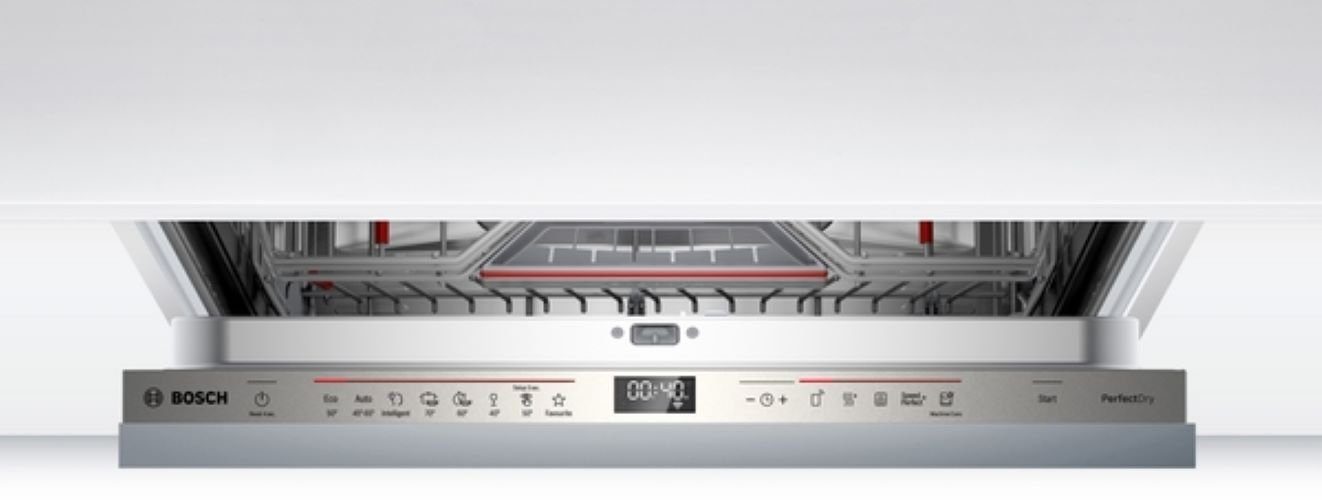 BOSCH vollintegrierbarer Geschirrspüler Serie 6 SMH6TCX01E, 14 Maßgedecke, AquaStop und mit VarioScharnier