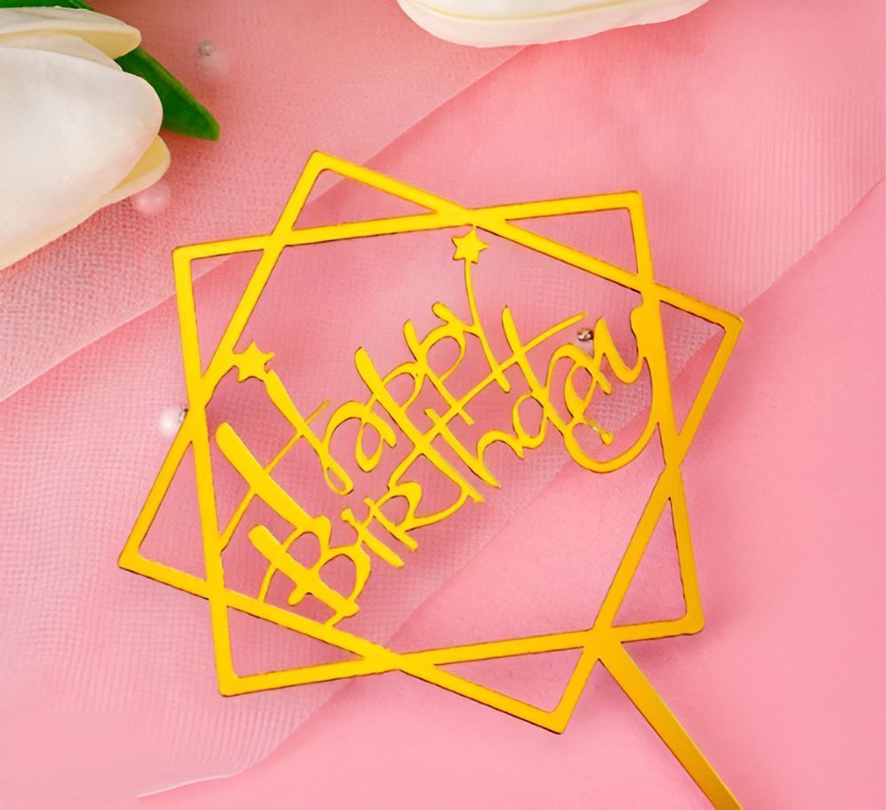 Festivalartikel Tortenstecker Happy Birthday Gold Topper Geburstag