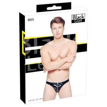 Black Level Slip Lack-Slip mit Reißverschluss für Männer - schwarz (1-St) glänzend