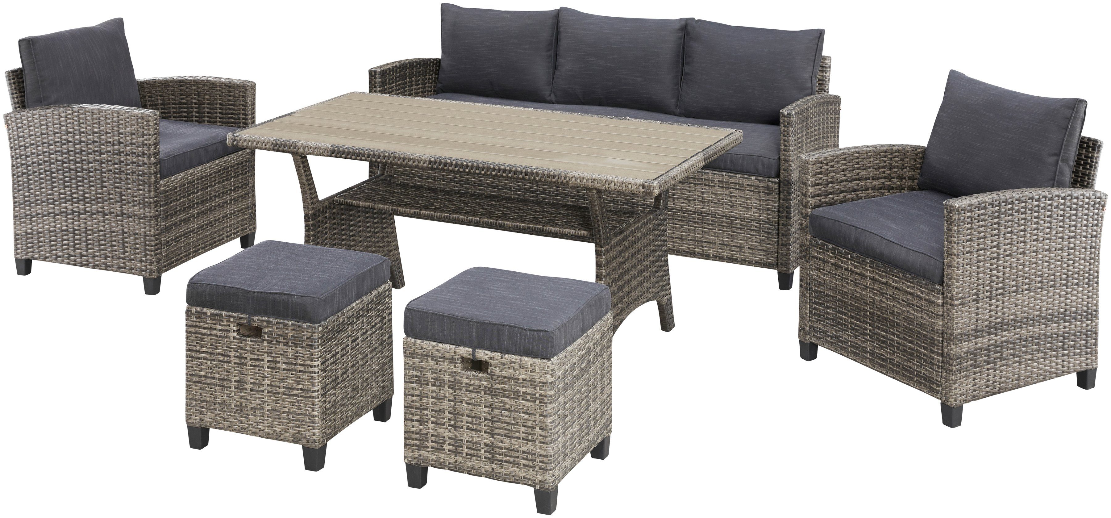 KONIFERA Gartenlounge-Set Amsterdam, (Set, 16-tlg., 1x 3er Sofa, 1x 2 Sesse günstig online kaufen