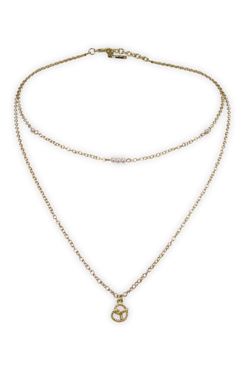 Alpenflüstern Kette mit Anhänger Trachtenkette - BREZE DOUBLE - gold, silber