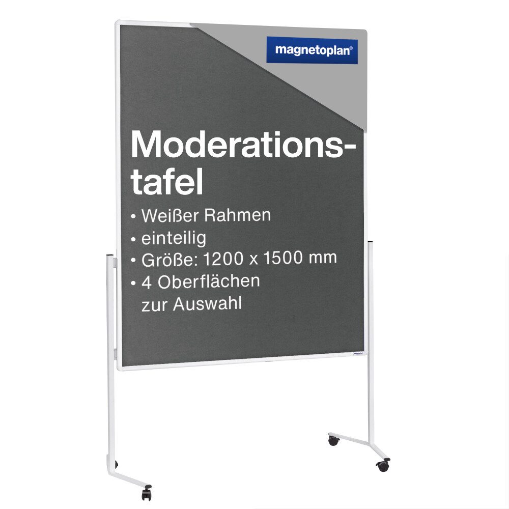 Anzeigetafel Moderationstafel mit Rollen - 150x120cm - Filz - pinnbar