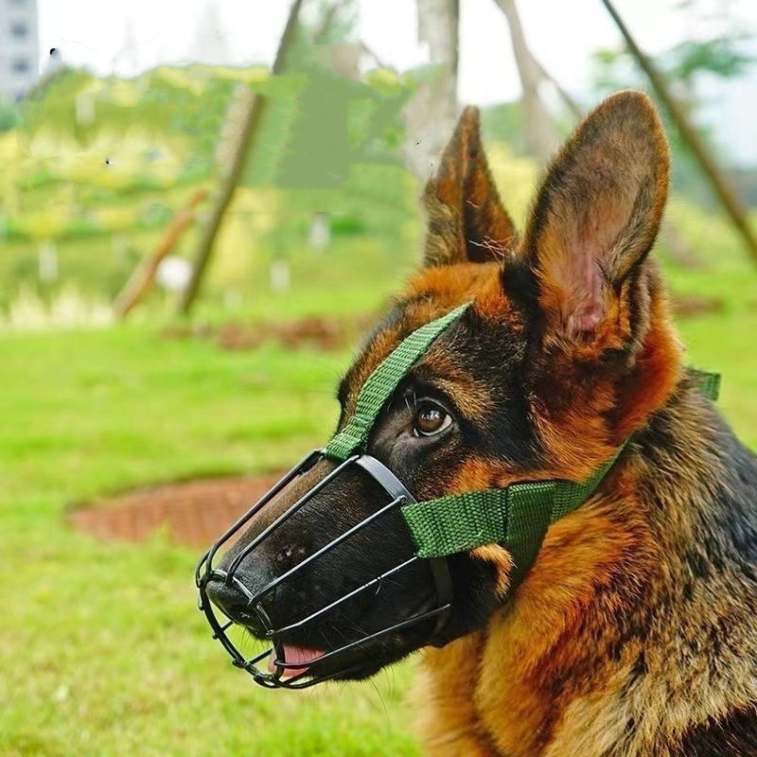 BYSURE Maulkorb, Maulkorb für Hunde aus Metall mit verstellbarem Riemen