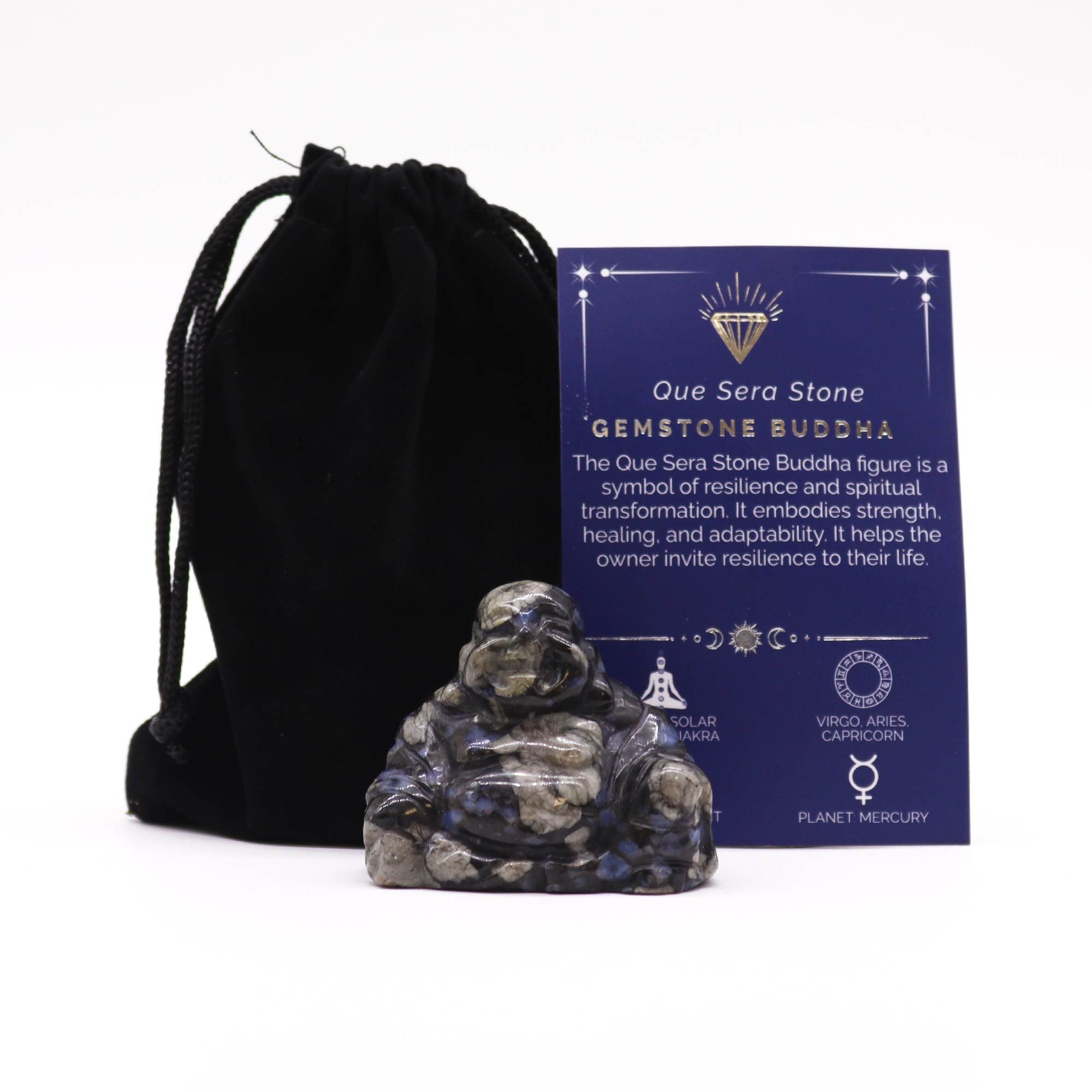 Bali-Homedecor Buddhafigur Großer Edelstein Buddha - Que Sera-Stein 50x40x20mm