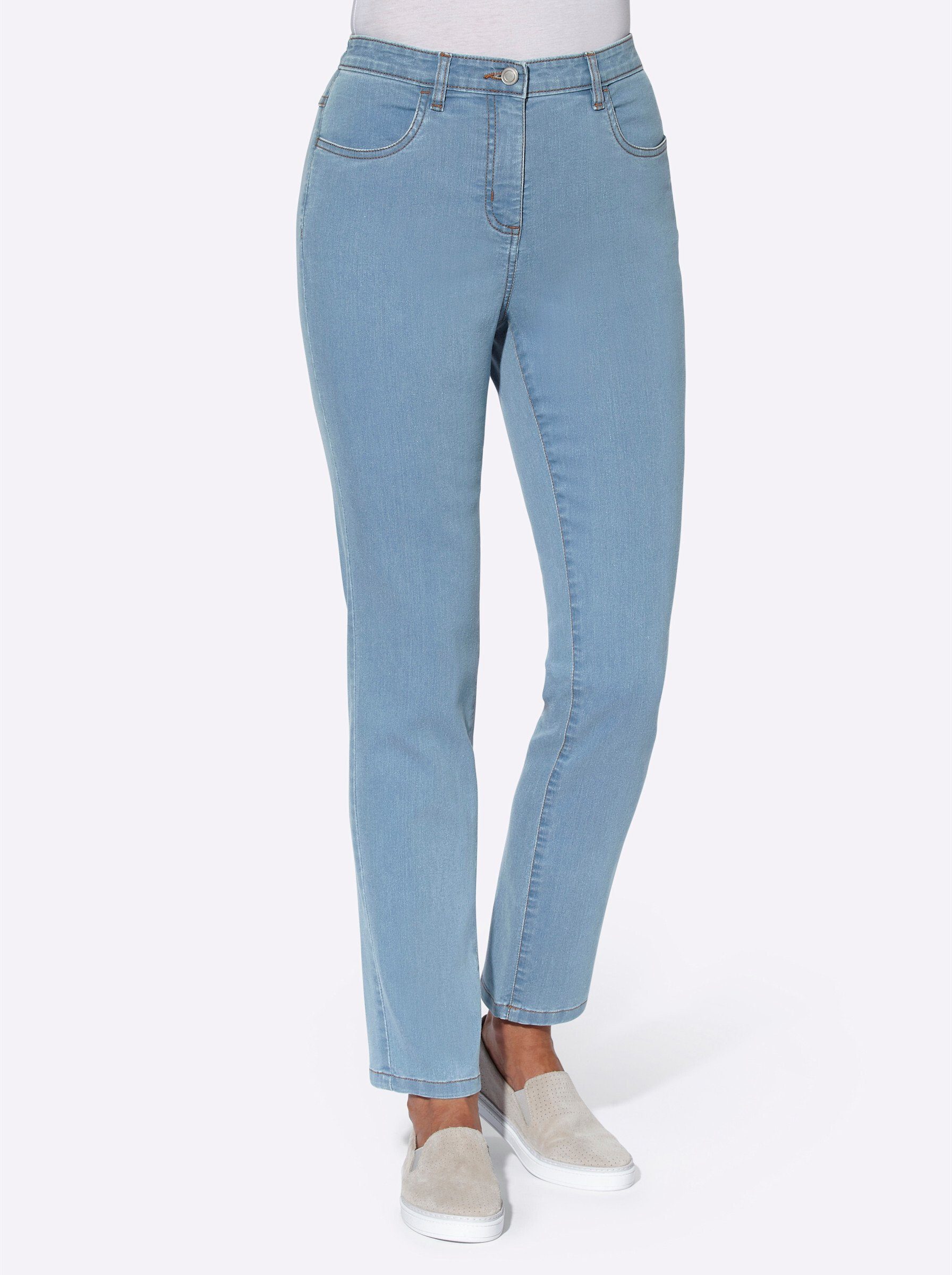 Sieh an! Bequeme Jeans blue-bleached | Slim-Fit Jeans