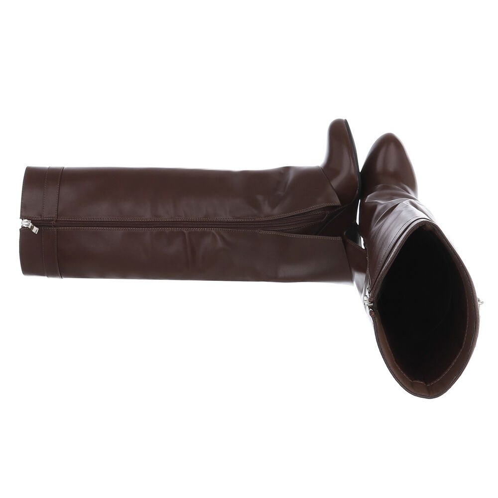 Ital-Design Overknee-Stiefel mit Blockabsatz und Zip-Verschluss Keilstiefel (90458229) Keilabsatz/Wedge Stiefel in Braun