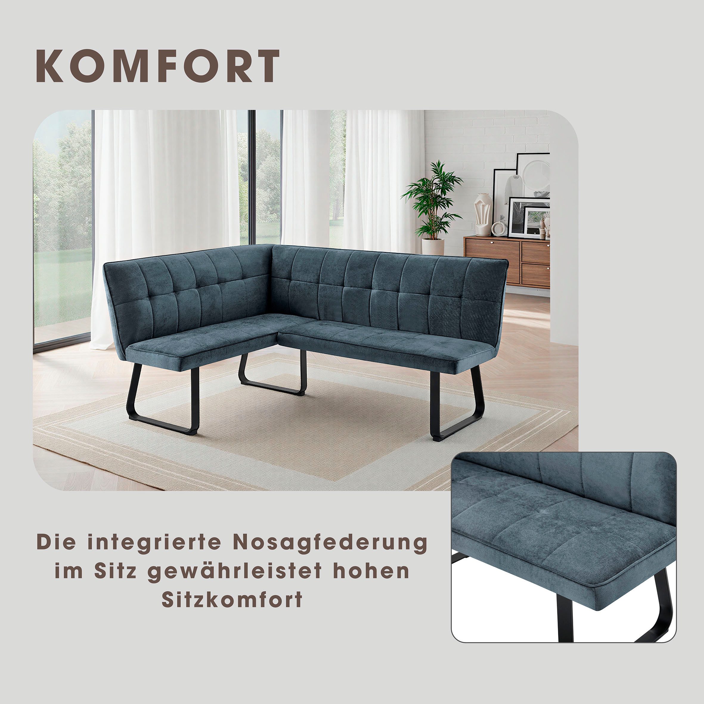 byLIVING Eckbank Talea Küchenbank (1-St), Komortable Nosaqfederung und gemütlicher Stoffbezug mit Farbauswahl