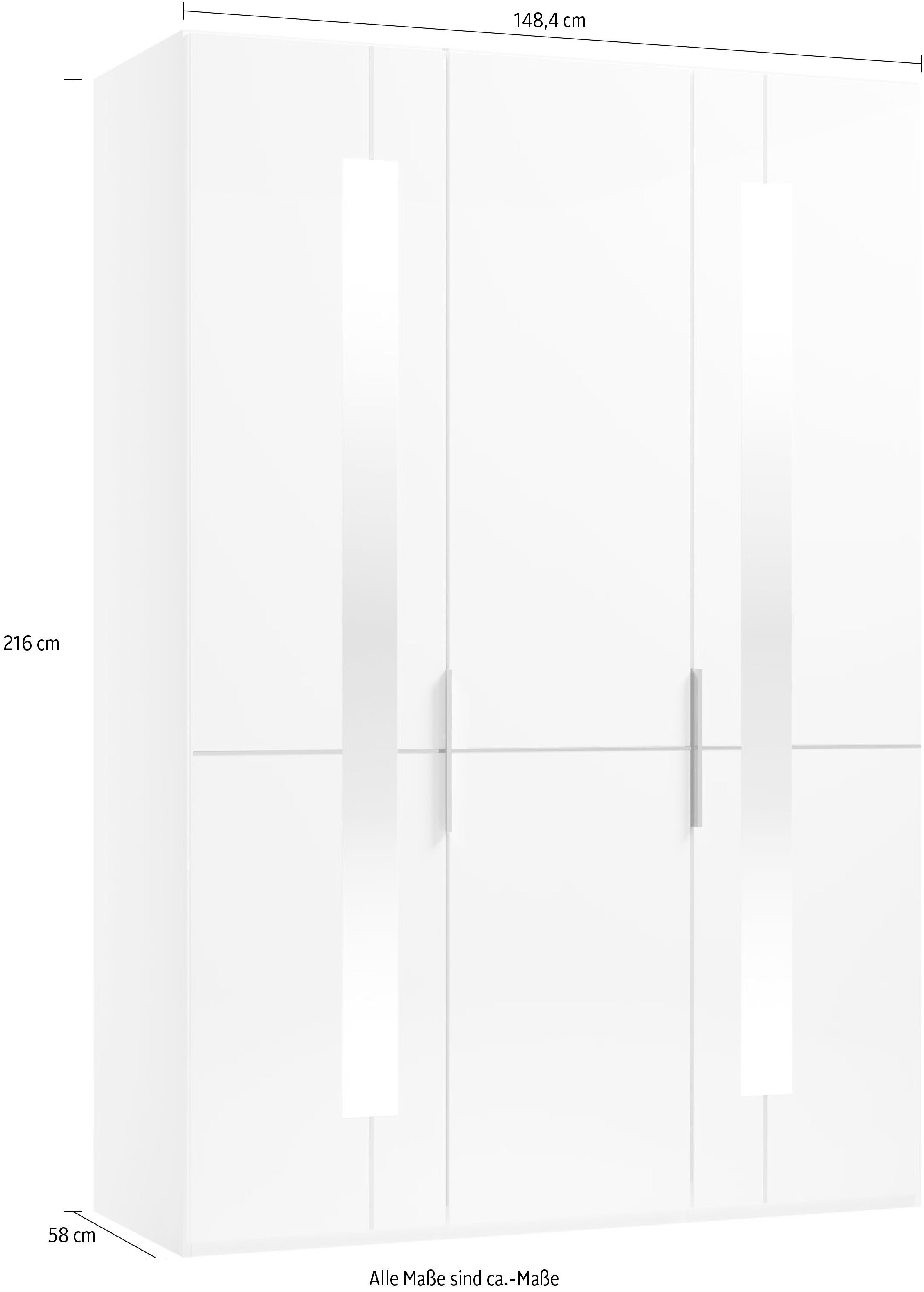 Einlegeböden und Glastüren inklusive M mit by Kleiderstangen, Drehtürenschrank Musterring branded W GALLERY Imola Zierspiegel Weiß