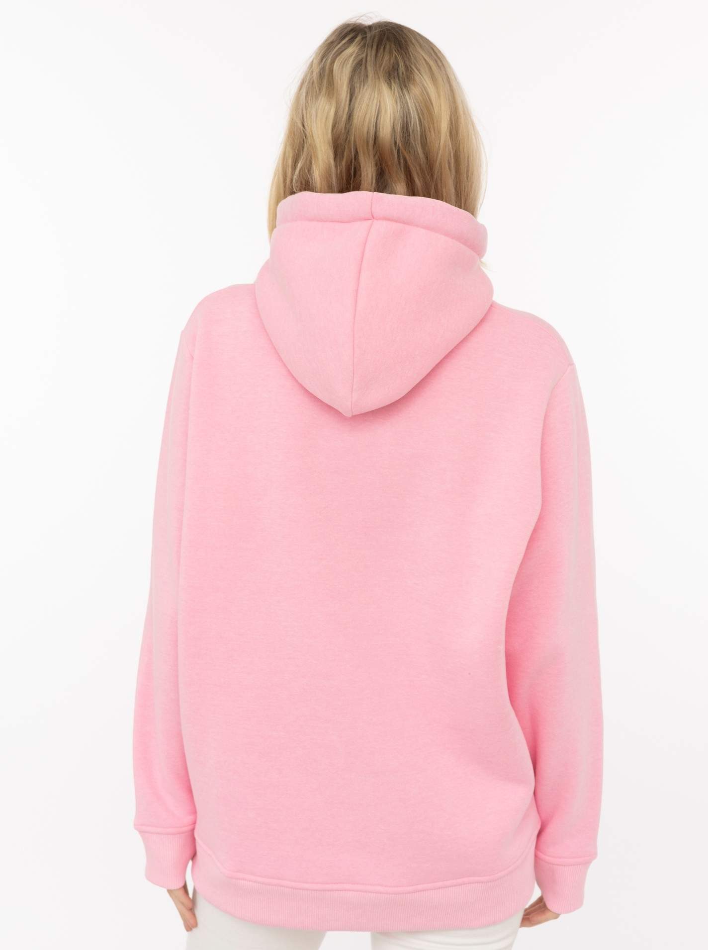Zwillingsherz Hoodie "Leo Schleife" unifarben, Leomuster-Band an Kapuze vielseitig bind bar, Kängurutasche – Bild 3 von 5