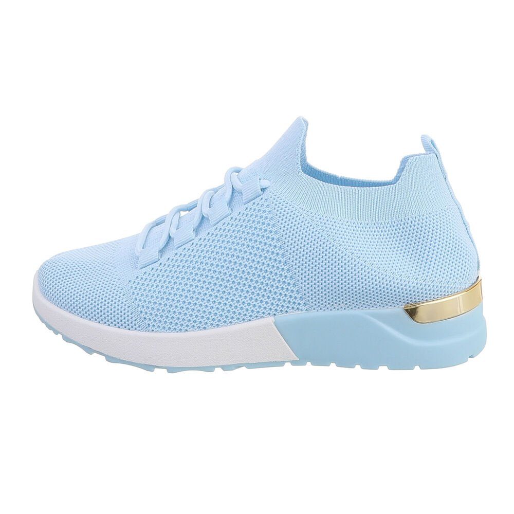 Ital-Design Damen Low-Top Freizeit Sneaker Flach Sneakers Low in Hellblau