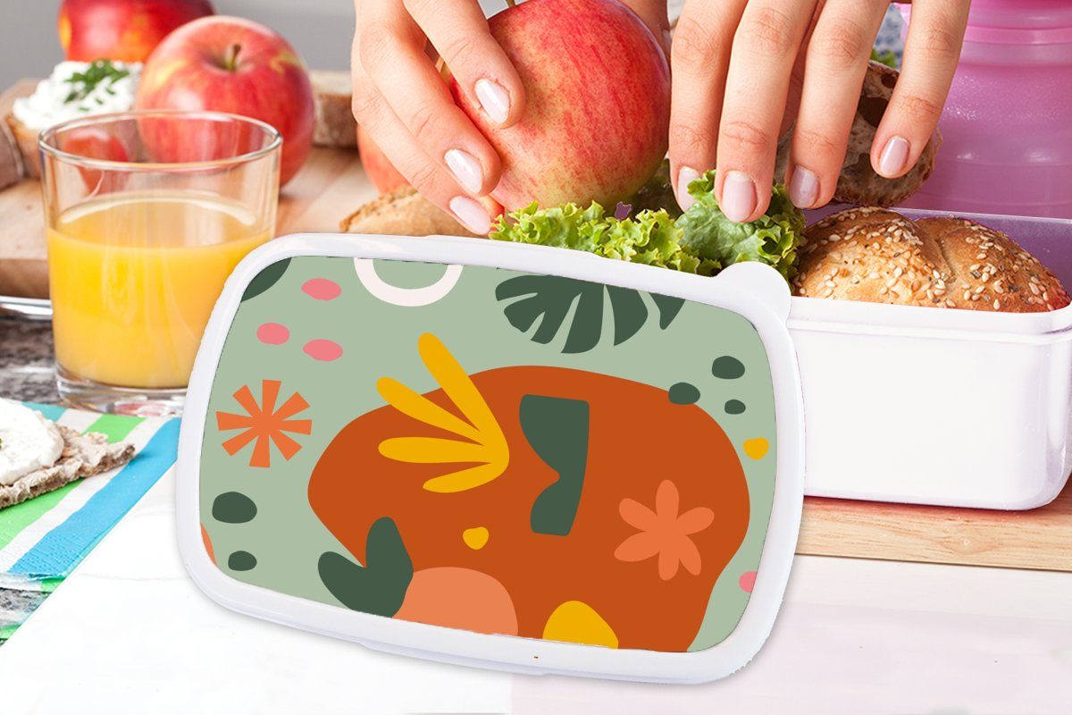 Erwachsene, Kunststoff, Mädchen weiß Lunchbox Kinder für und Pflanzen Brotdose, MuchoWow Monstera (2-tlg), Brotbox für Muster, - Jungs und -