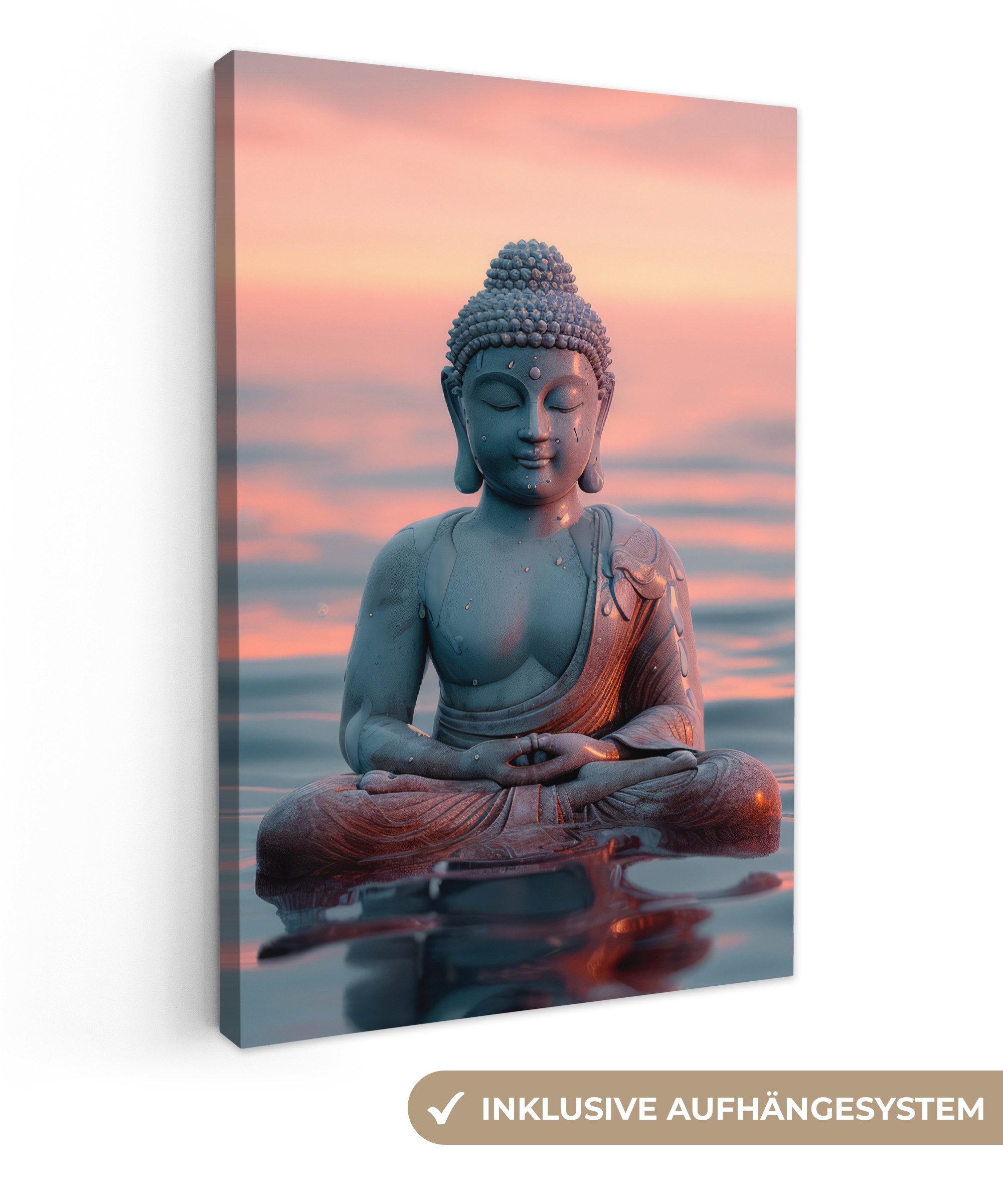 OneMillionCanvasses® Leinwandbild Buddha - Statue - Buddha - Wasser - Kunst günstig online kaufen