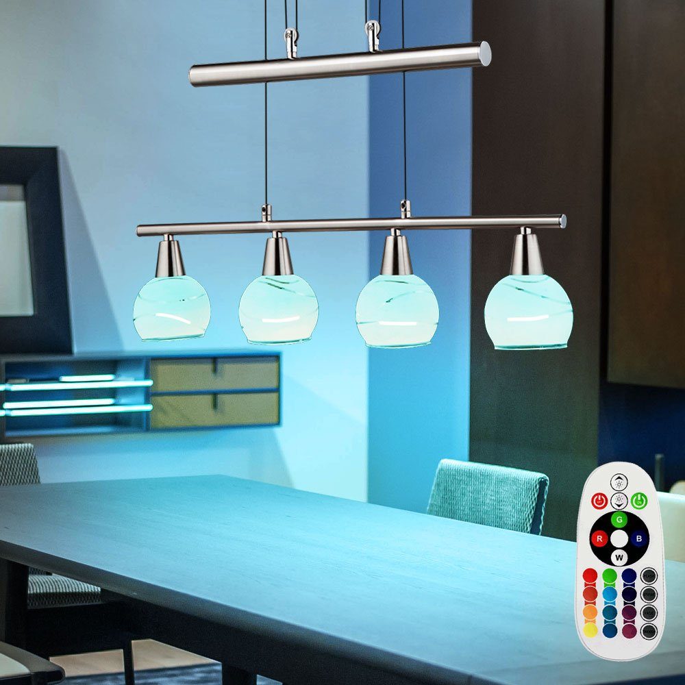 RGB Hänge Glas LED etc-shop inklusive, DIMMER LED Lampe Leuchte Leuchtmittel Decken Pendelleuchte, Farbwechsel, Warmweiß, FERNBEDIENUNG