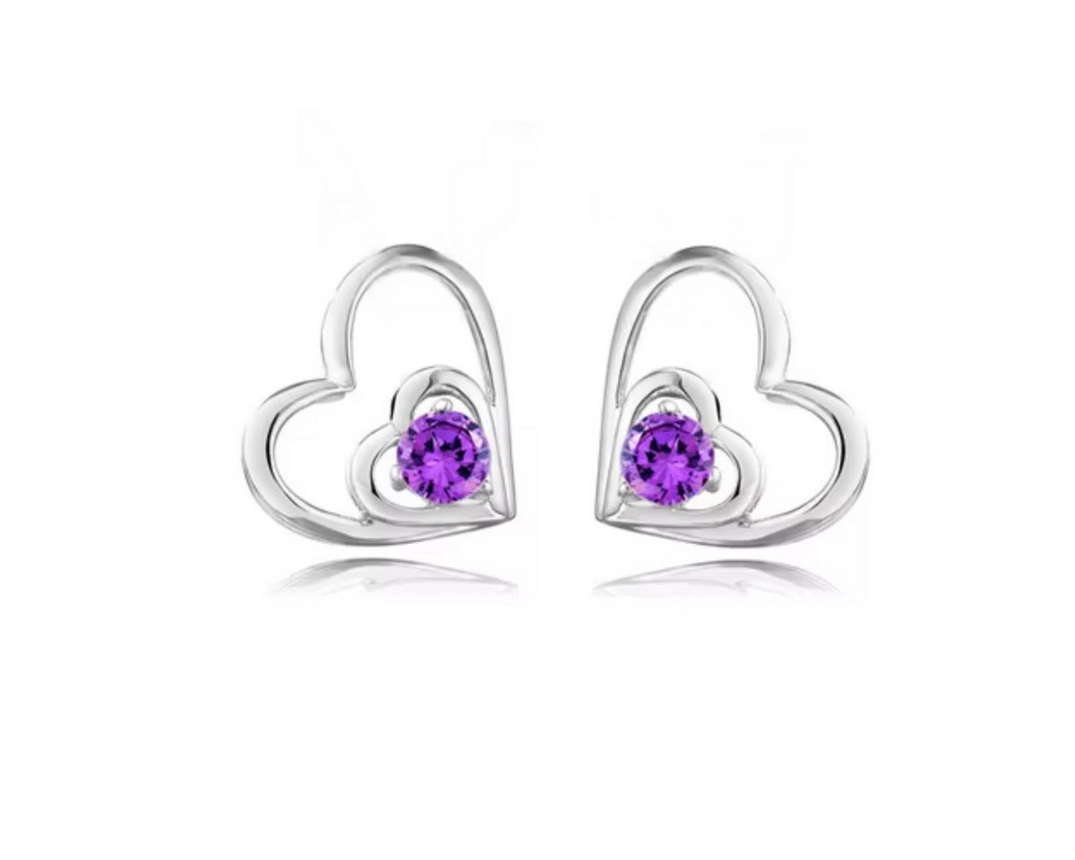 ELLAWIL Paar Ohrstecker kleine Ohrringe Ohrschmuck Zirkonia Glitzerstein-Ohrstecker Herz Form (GESCHENKIDEE, Sterling Silber 925), inklusive Geschenkschachtel