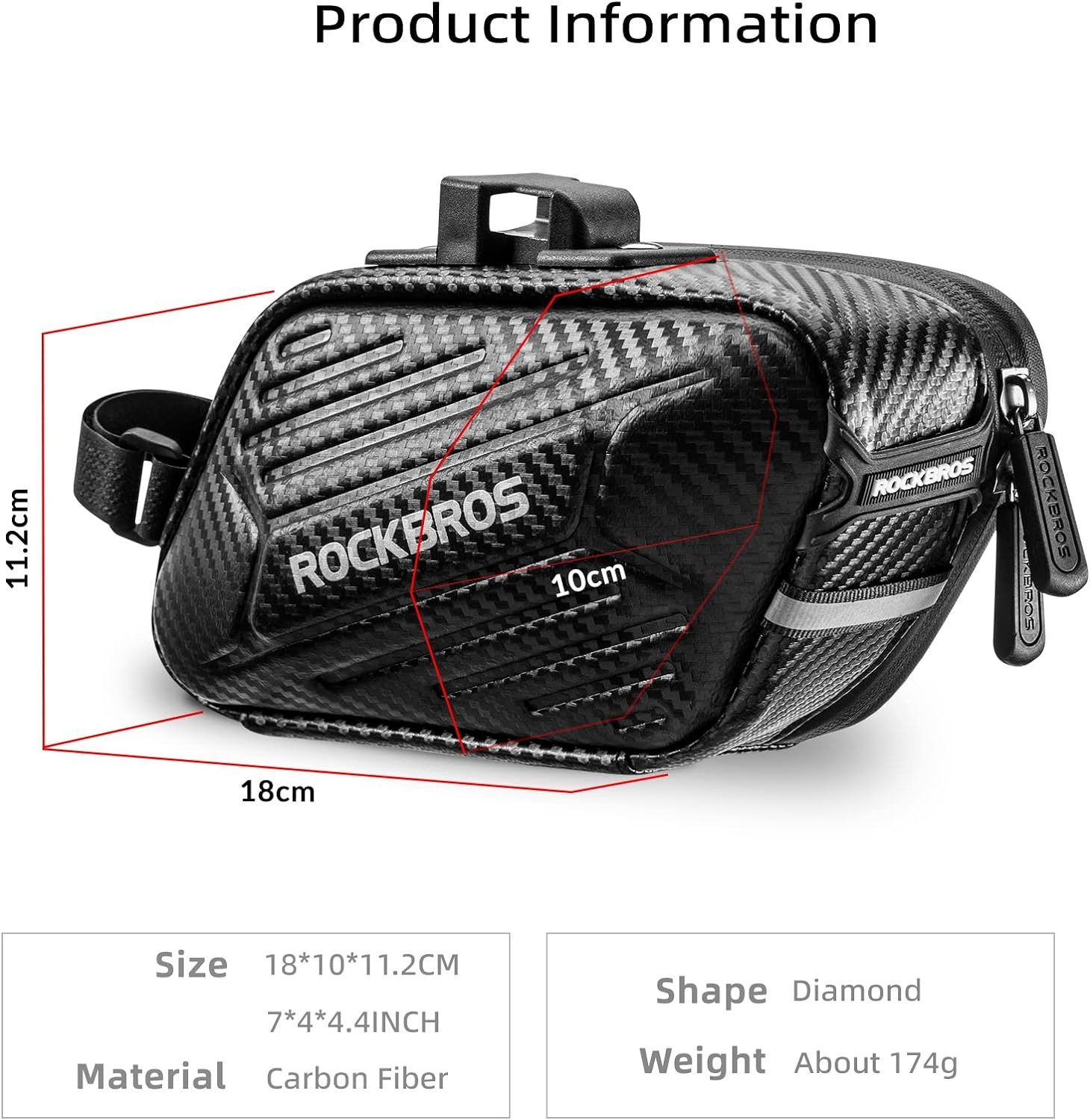 ROCKBROS Satteltasche Fahrrad Fahrradsitz Tasche (für MTB Rennrad Faltrad Wasserdicht Kratzfestca.1.5L)