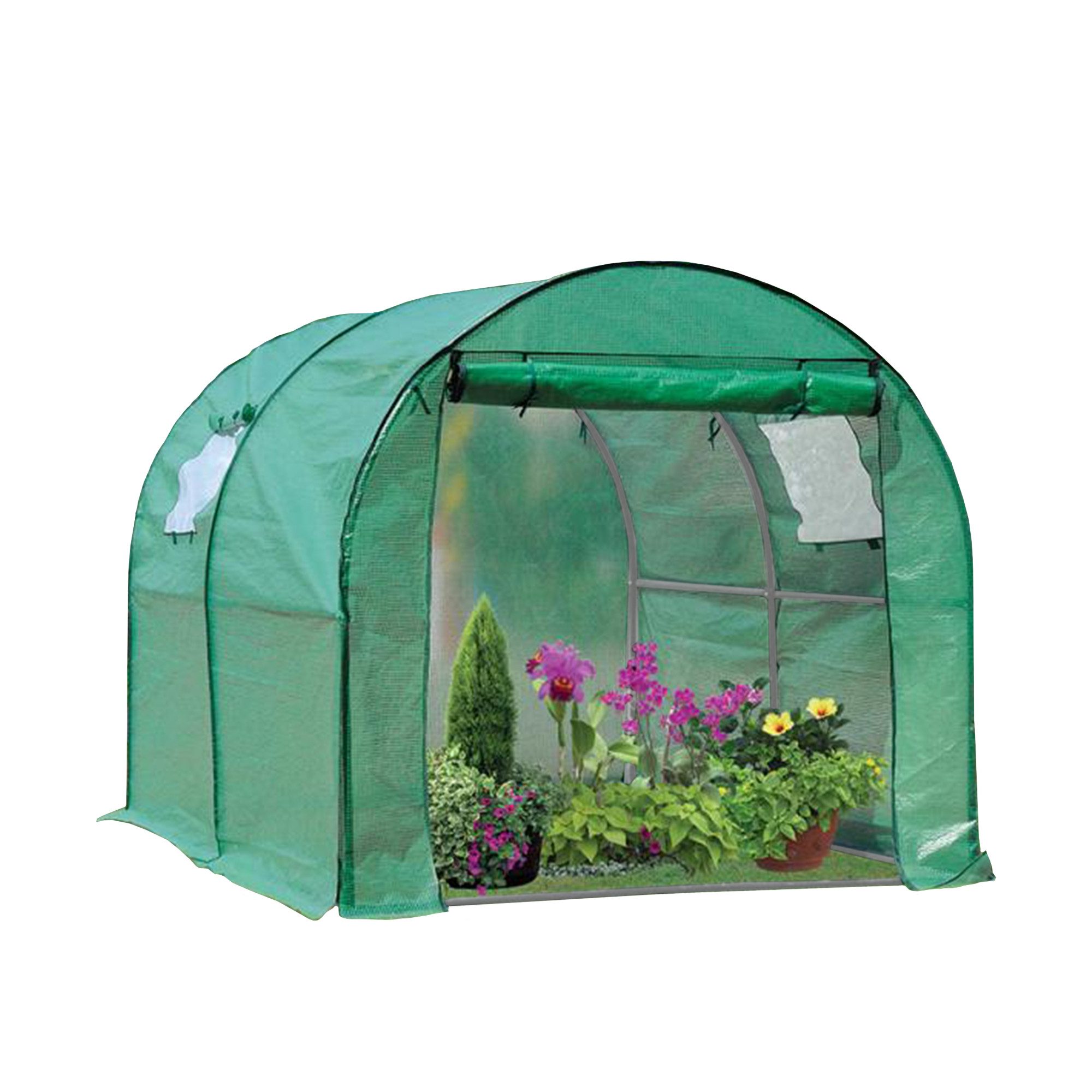 NATIV Foliengewächshaus Tomatenhaus mit aufrollbarer Tür und zwei Fenstern