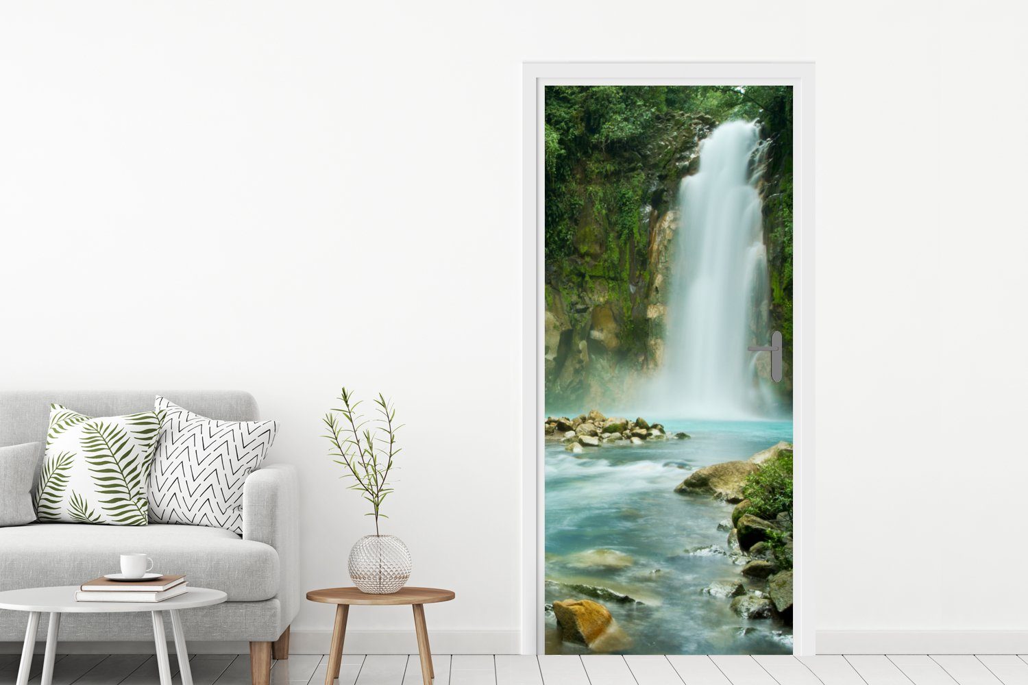 MuchoWow Türtapete Dschungel - für Fototapete bedruckt, St), - cm Matt, 75x205 Tür, Wasserfall, Türaufkleber, (1 Natur