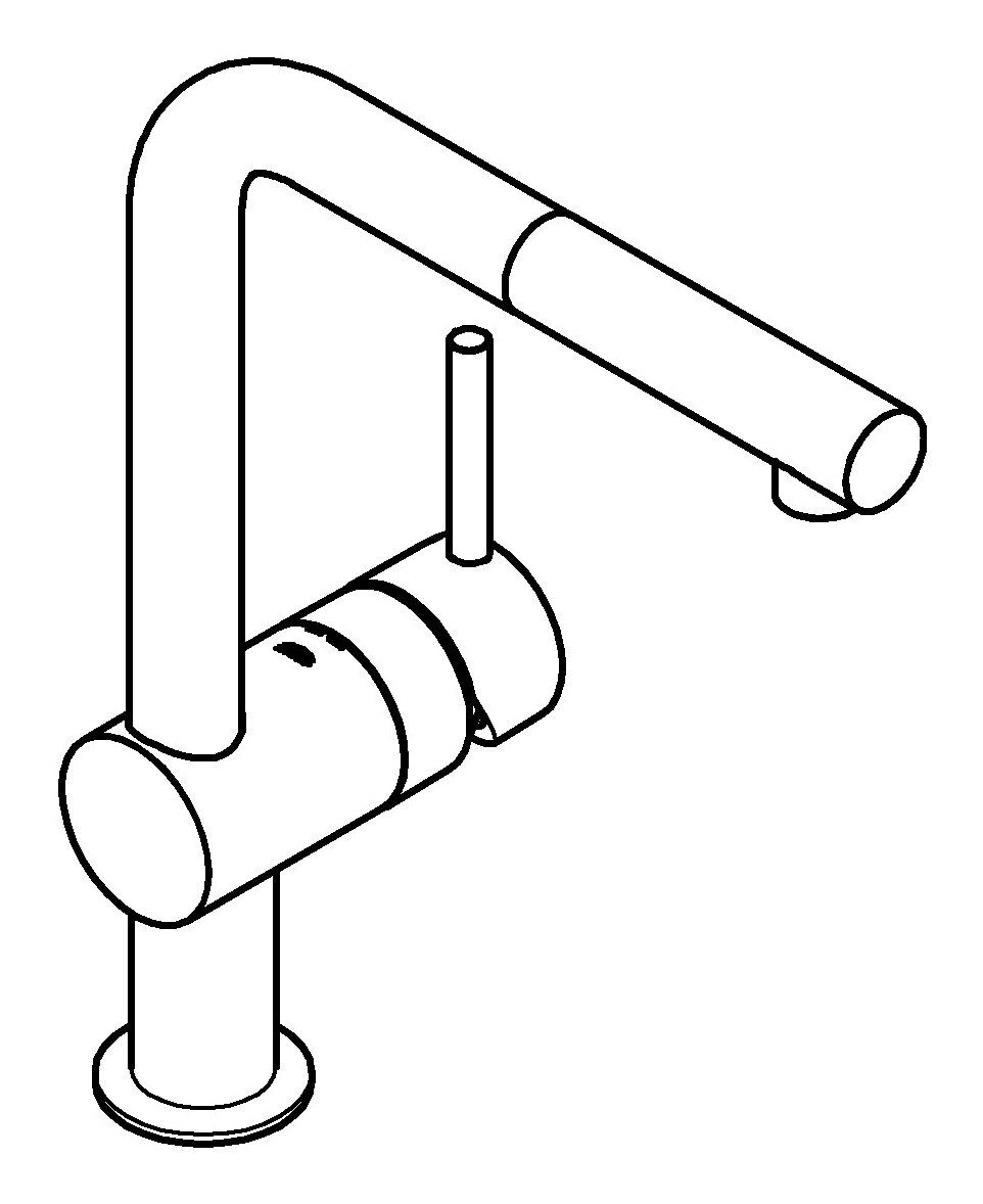 Küchenarmatur Auslauf Supersteel L-Auslauf mit ausziehbarem Grohe Einhand - Minta