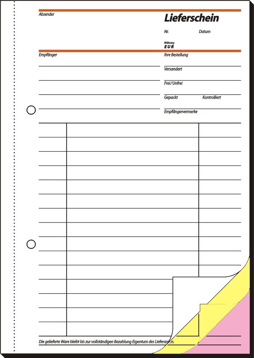 Formularblock Formularbuch Lieferschein A5 selbstdurchschreibend VE=3x40 Blatt.
