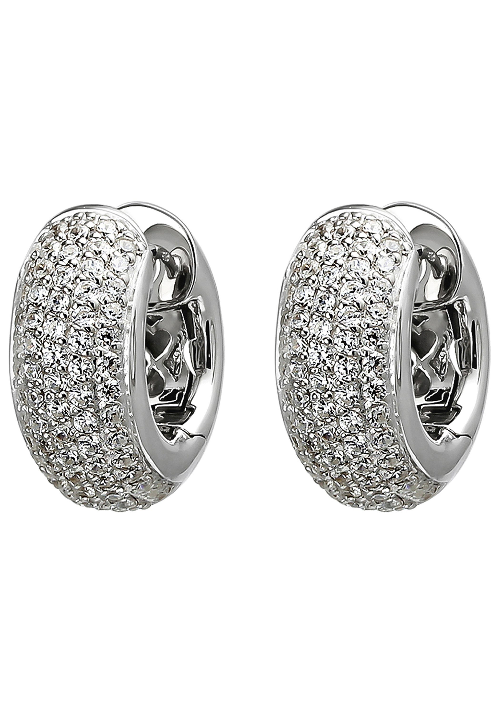 JOBO Paar Creolen, 925 Silber mit 146 Zi...