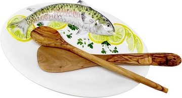 Lashuma Servierplatte Forelle, Keramik, (1-tlg., 31 x 22 cm), Ovaler Fischteller mit Forellen 3D Design
