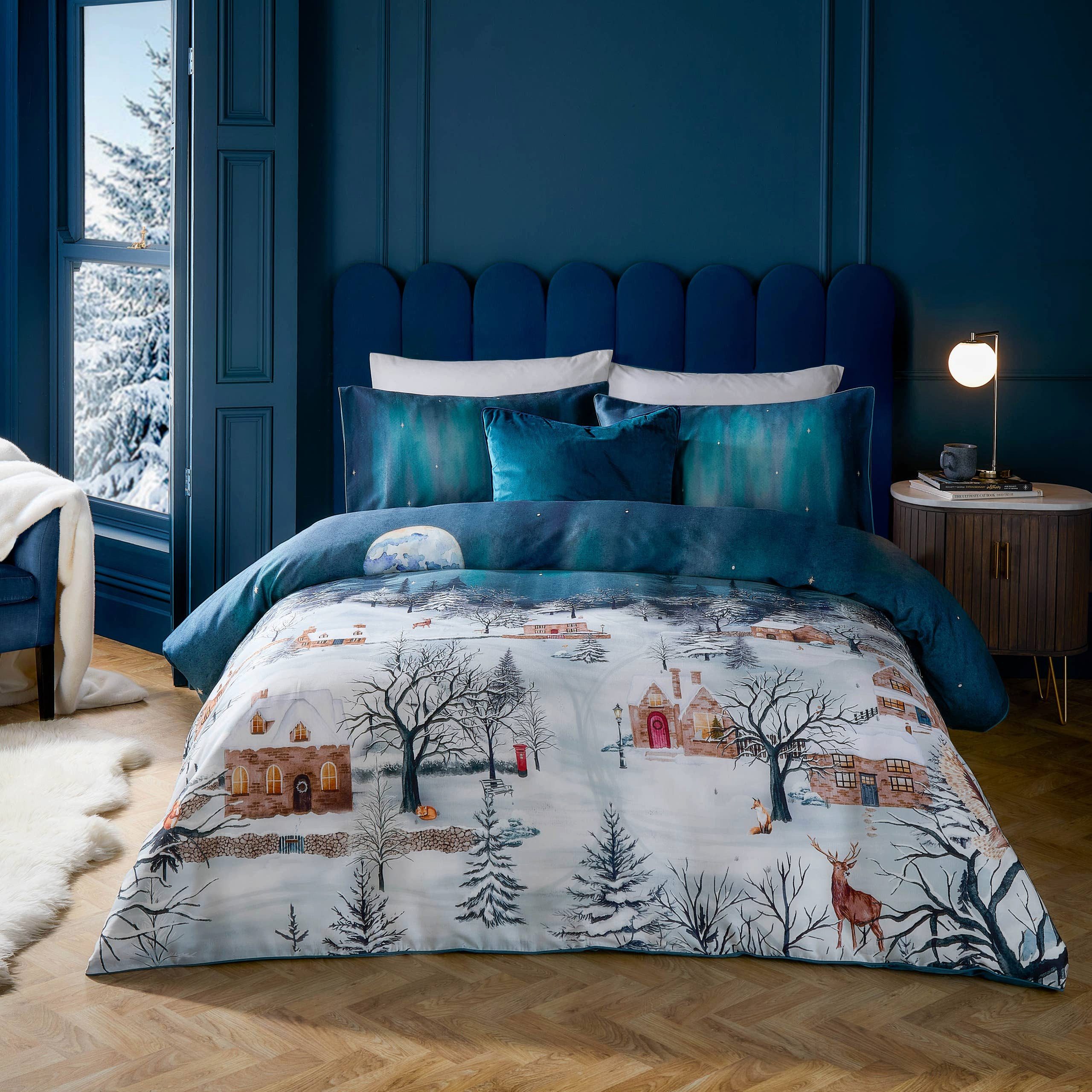Riva Home Wendebettwäsche Romantische Bettwäsche "Starlight" Winterlandschaft 100% Baumwolle, Romantische Bettwäsche "Starlight" Winterlandschaft 100% Baumwolle