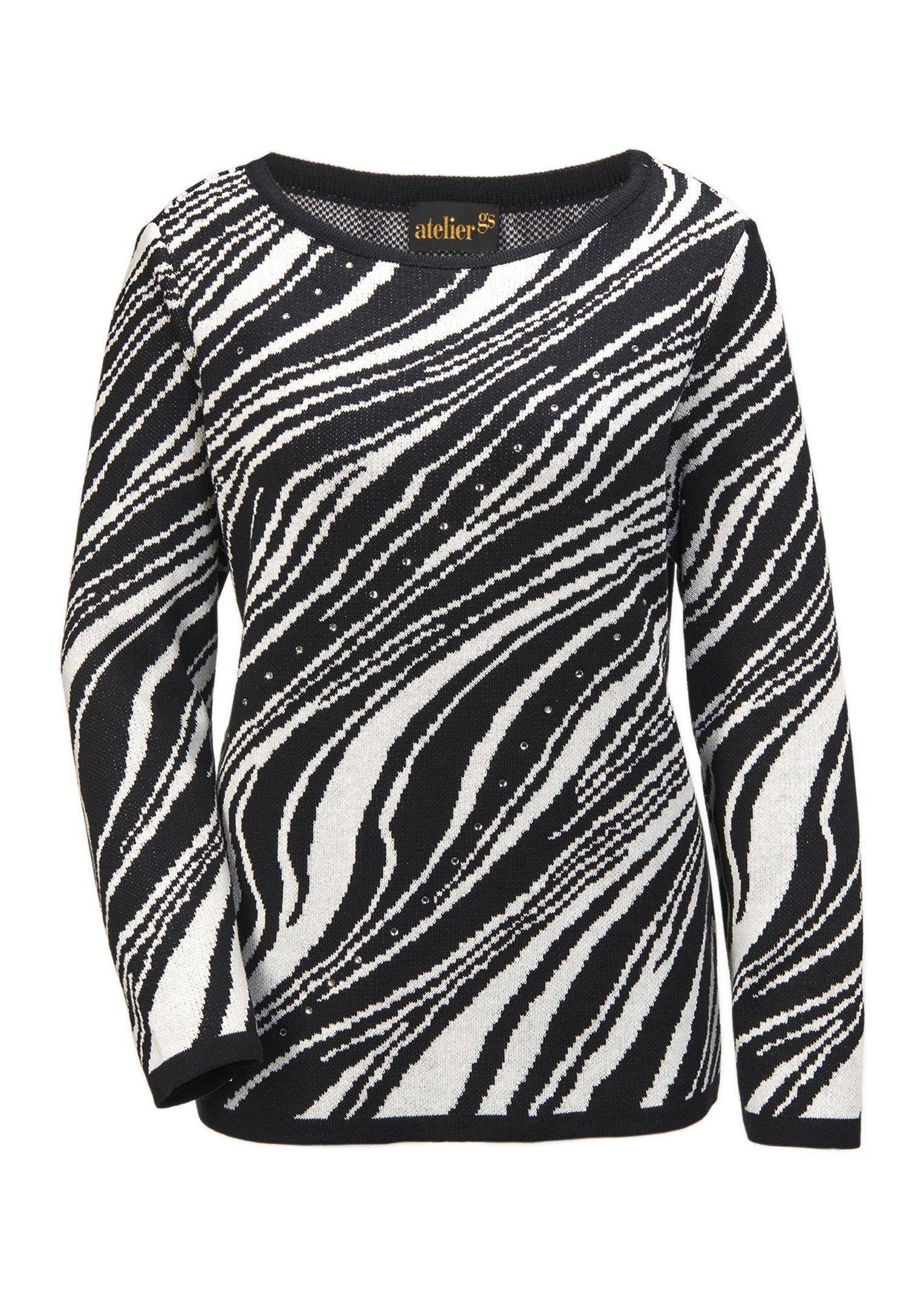 GOLDNER Strickpullover Ausdrucksstarker Pullover mit handverarbeiteten Glit günstig online kaufen