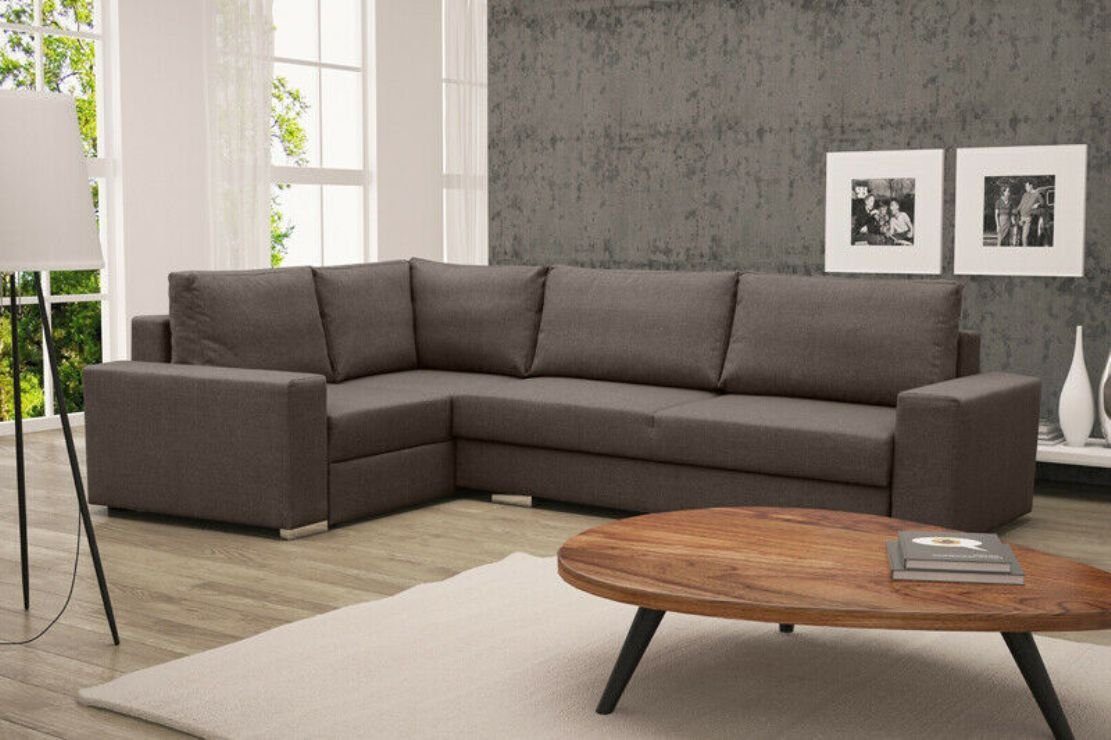 JVmoebel Ecksofa Sofa Schlafsofa Designer Sofa mit Bettfunktion Bettkasten Ecksofa, Mit Bettfunktion Braun