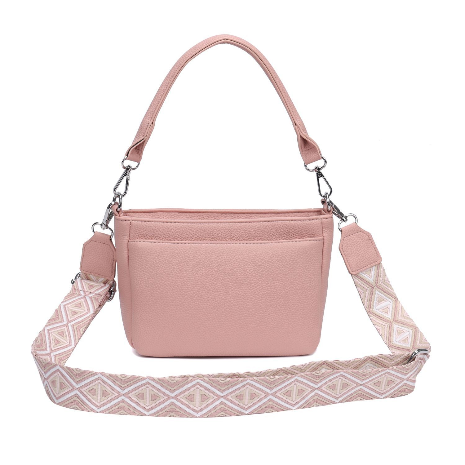 ITALYSHOP24 Schultertasche Damen Crossbody Umhängetasche Hobo Bag Brusttasche Crossover Freizeit (Tasche mit einem breitem Muster Stoffgurt/Umhängeband), Bodybag Schmucktasche Muster Taschengurt Clutch Reise Leder Optik
