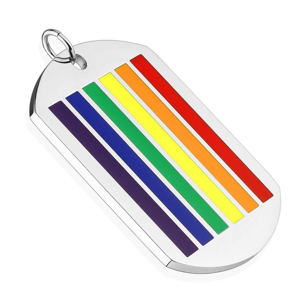 BUNGSA Dog Tag Anhänger Anhänger Dog Tag Regenbogen Bunt aus Edelstahl Unisex (1-tlg), Pendant Halsketten