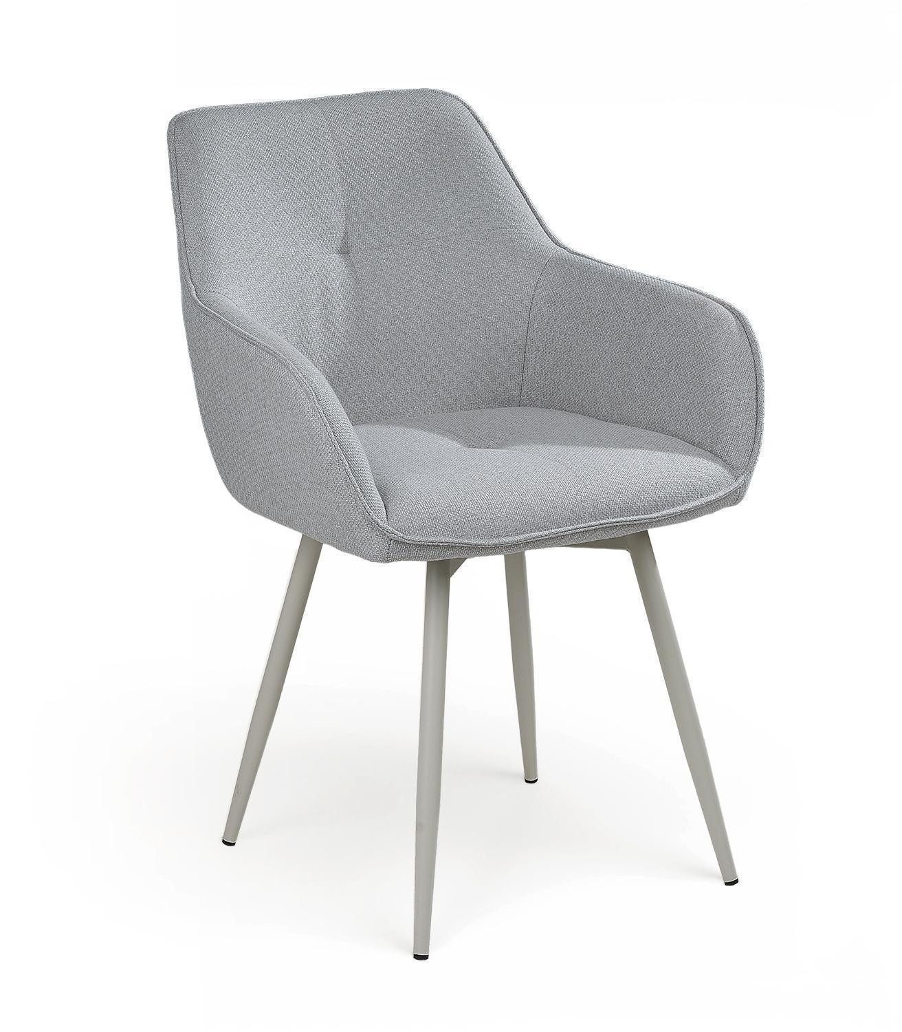 casa NOVA Esszimmerstuhl ALMA, Hellgrau, Creme, Webstoff, Metall (1 St), 360 Grad drehbar, B 57 x H 85 x T 57 cm