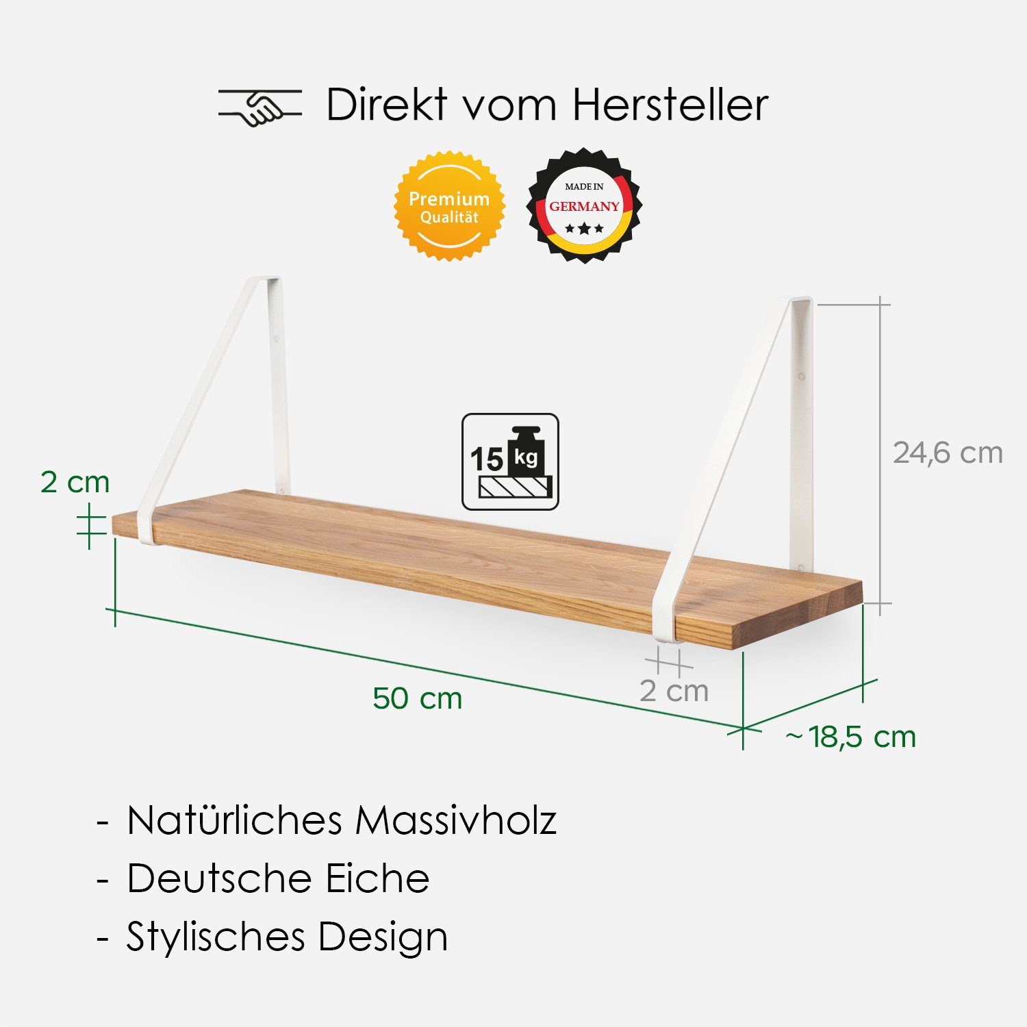 Rikmani Wandregal RAY Schweberegal Eiche weiss, günstig online kaufen