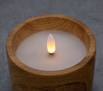 Spetebo LED-Kerze LED Keramik Kerze mit Holz Optik 10 x 9 cm (Set, 2-tlg., 2er), Künstliche Kerze Batterie betrieben mit Timer