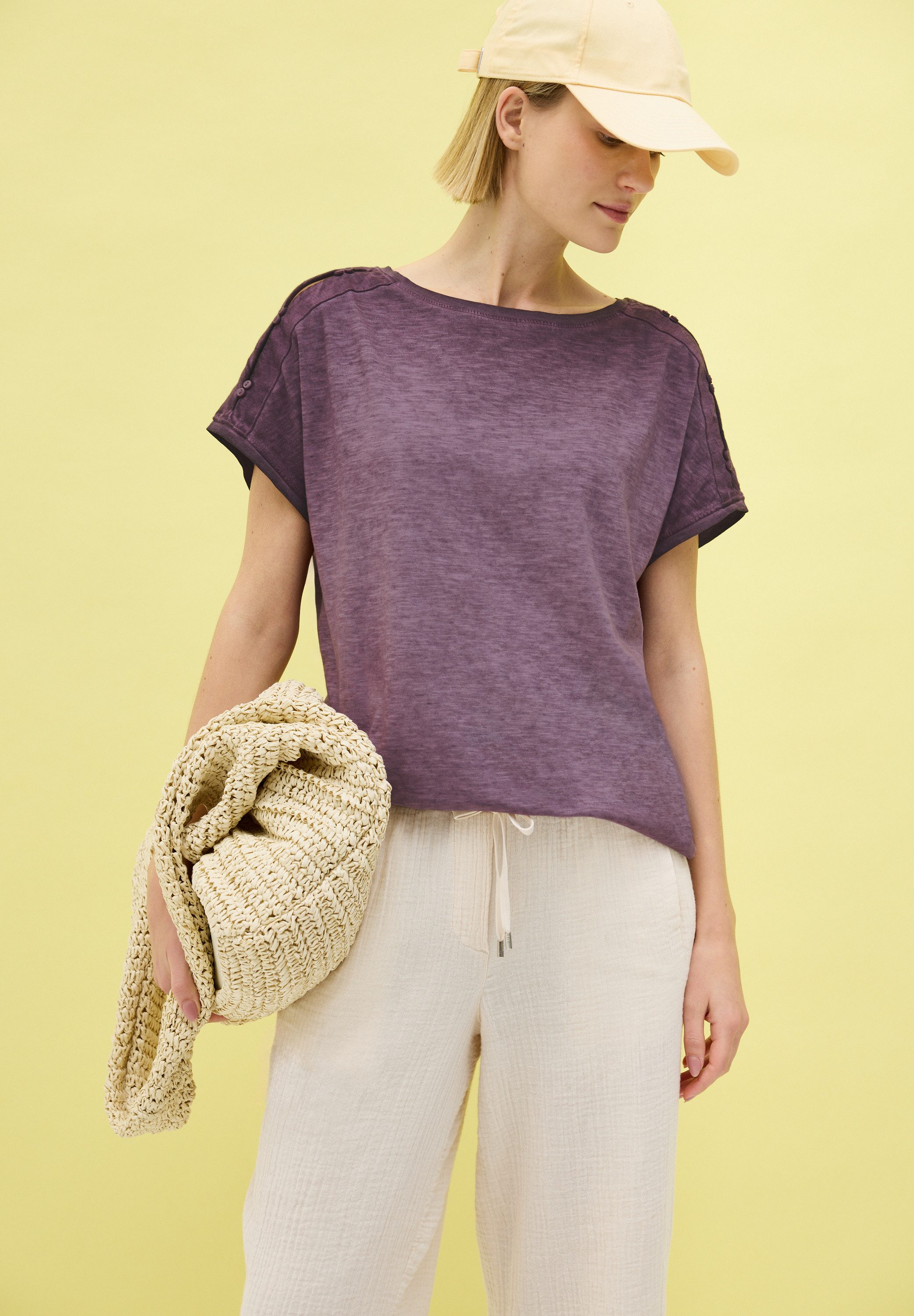 CECIL T-Shirt mit Knopfdetails an der Schulter günstig online kaufen