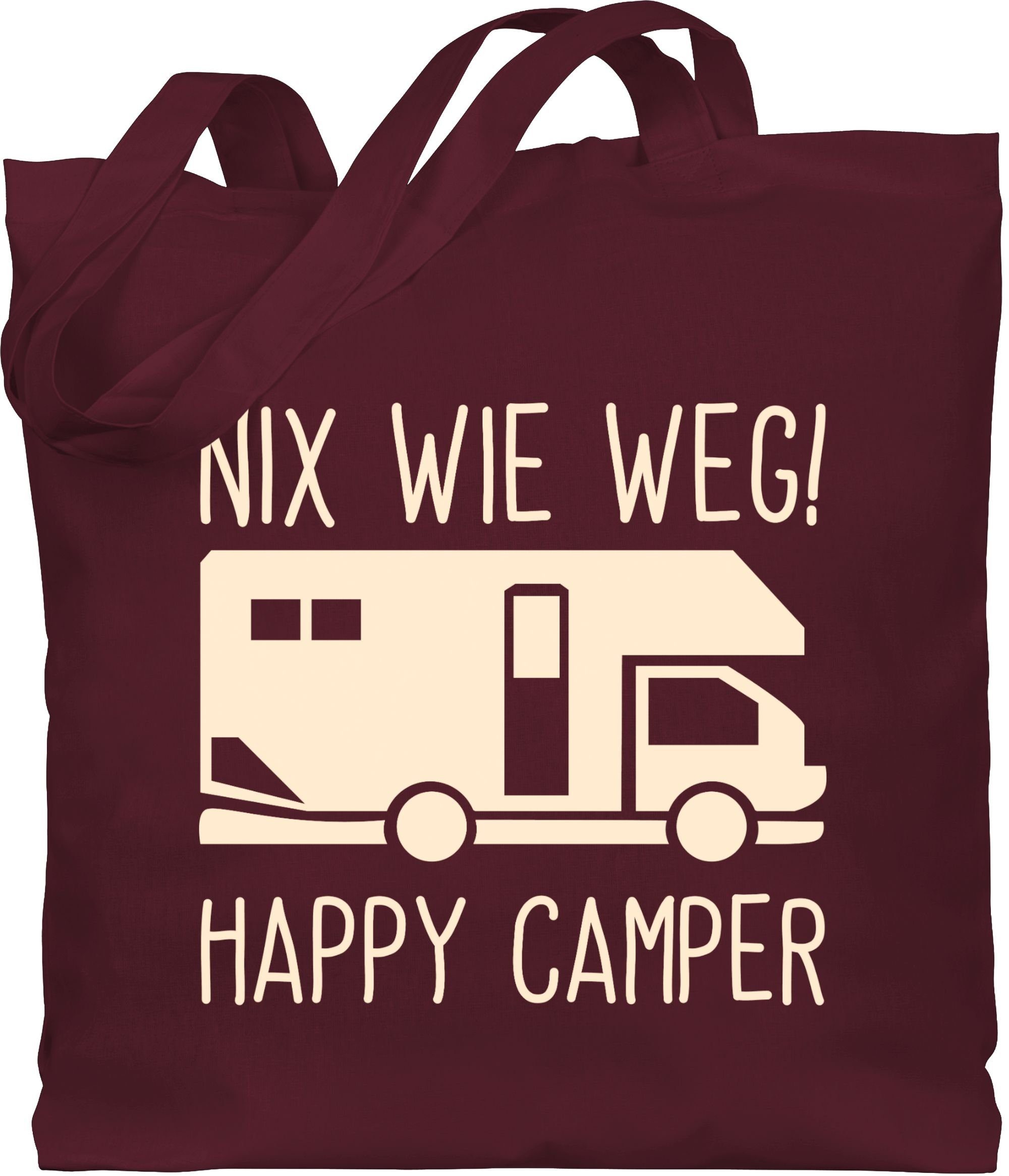 Shirtracer Umhängetasche Nix wie weg - Happy Camper, Sommerurlaub Tasche 3 Bordeauxrot