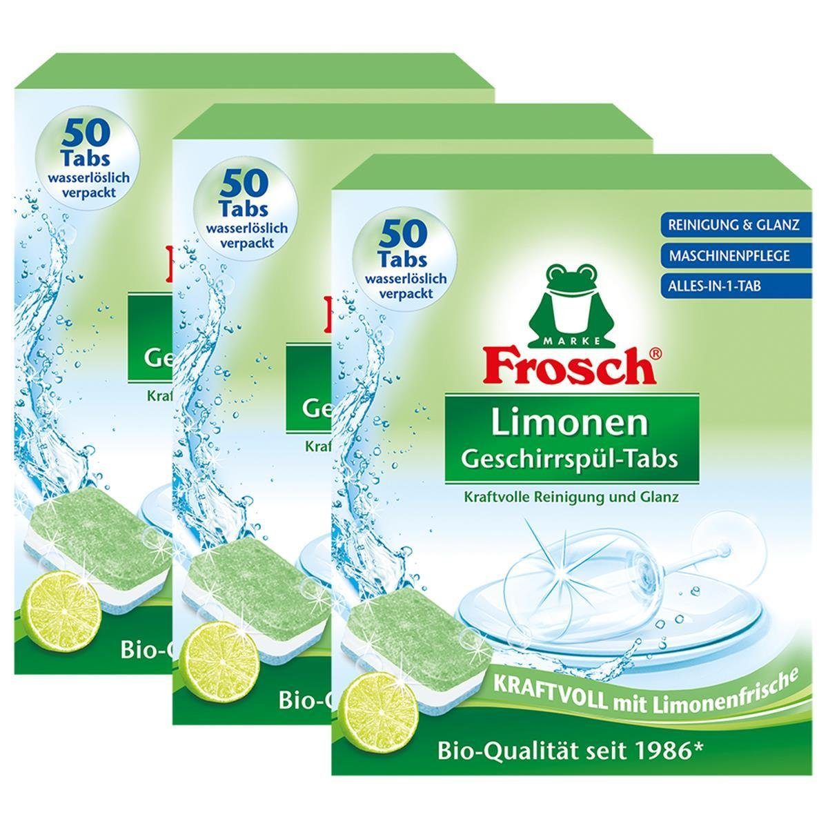 Geschirrspül-Tabs (3er 50 und Geschirrspülmittel Glanz Frosch Limonen Tabs Pa FROSCH Reinigung -