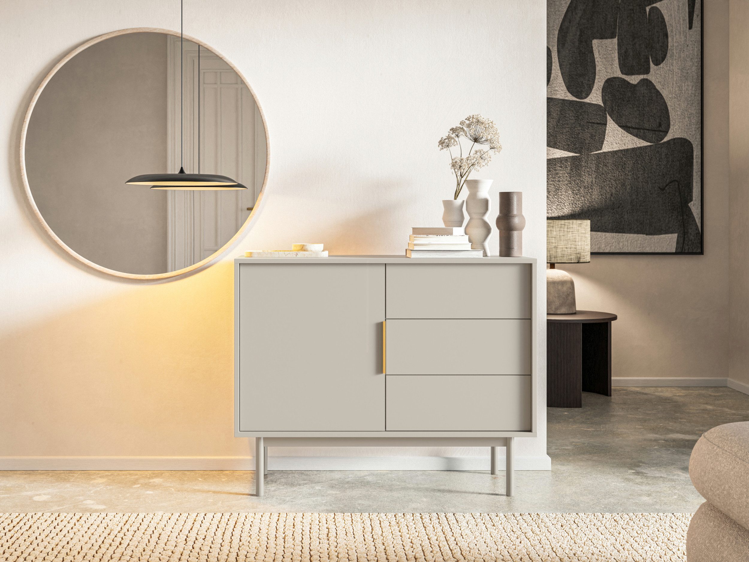 Selsey Sideboard VIVIARO, 1-türig mit 3 Schubladen, 104 cm