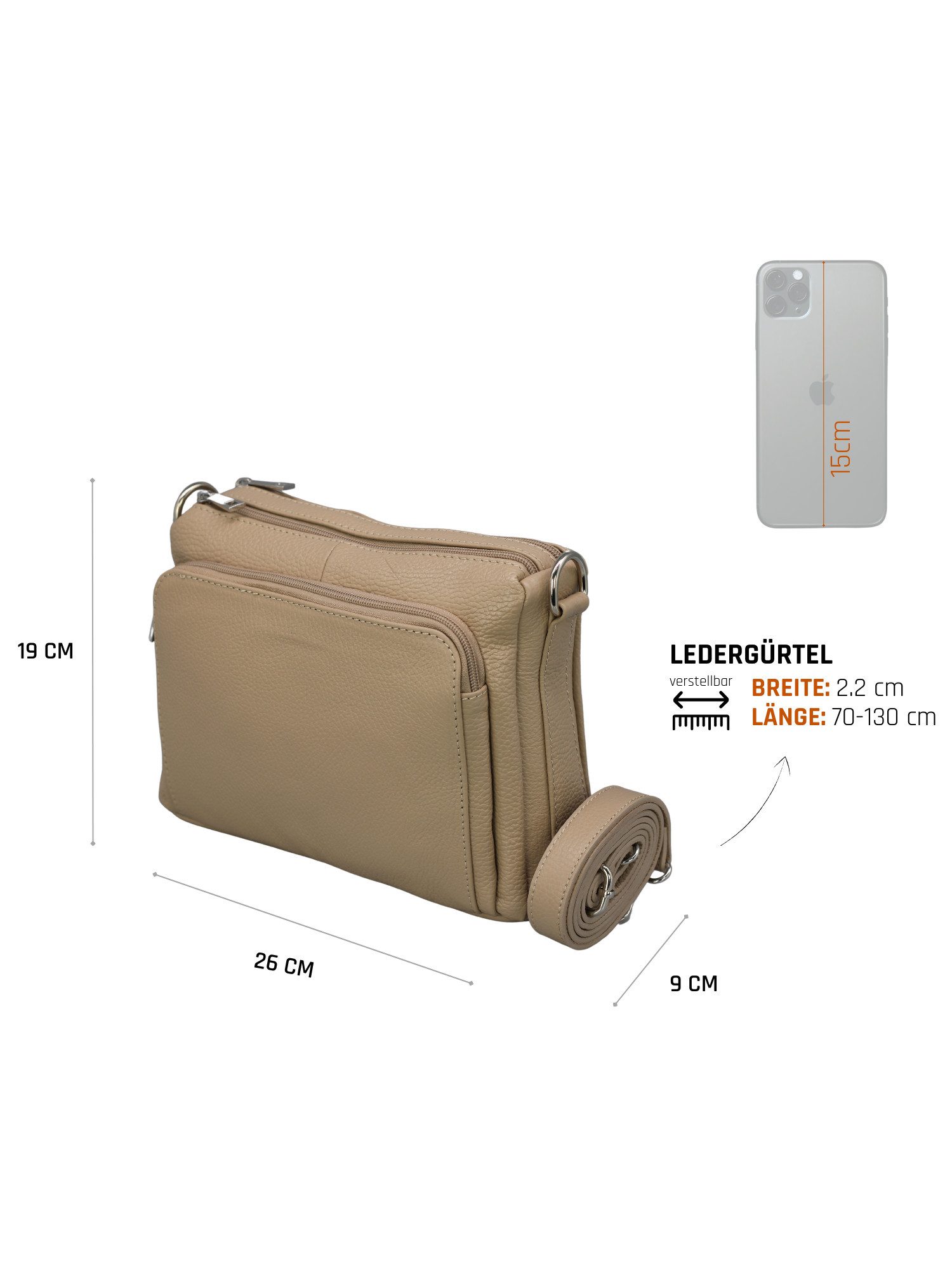 Adel Bags Schultertasche BECKY Umhängetasche für Damen, Schultertasche aus Echtleder (Einzelstück, verstellbarer Lederriemen), Handarbeit aus Italien