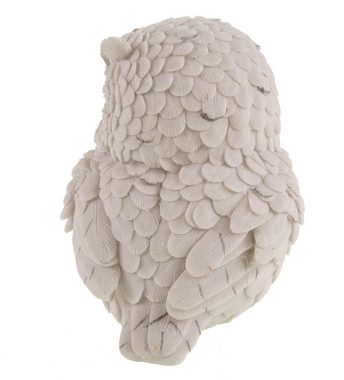 Kremers Schatzkiste Dekofigur Junge weiße Eule sitzend- Dekofigur aus Polyresin - 16 cm Handbemalt