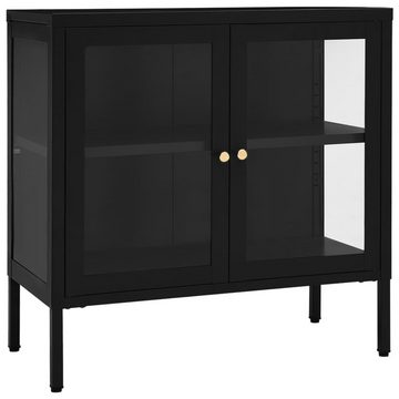 vidaXL Sideboard Sideboard Schwarz 70x35x70 cm Stahl und Glas (1 St)