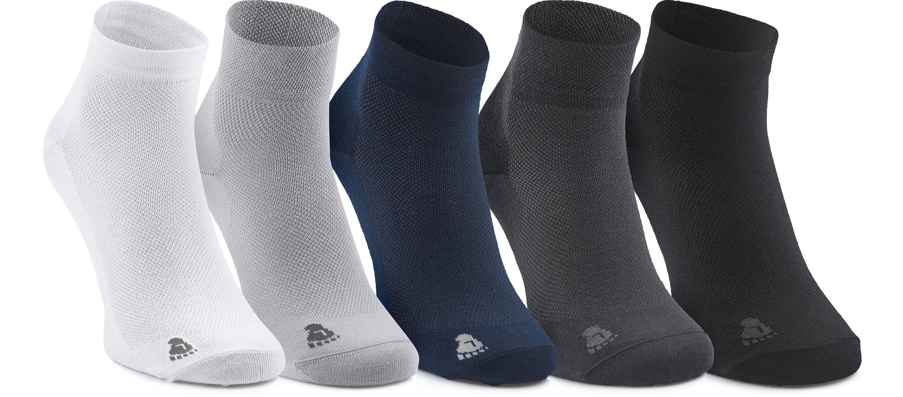 Ladeheid Socken Unisex 5 Pack Socken aus Baumwolle LASS0002 Schwarz/Weiß/Navy/Hellgrau/Graphite