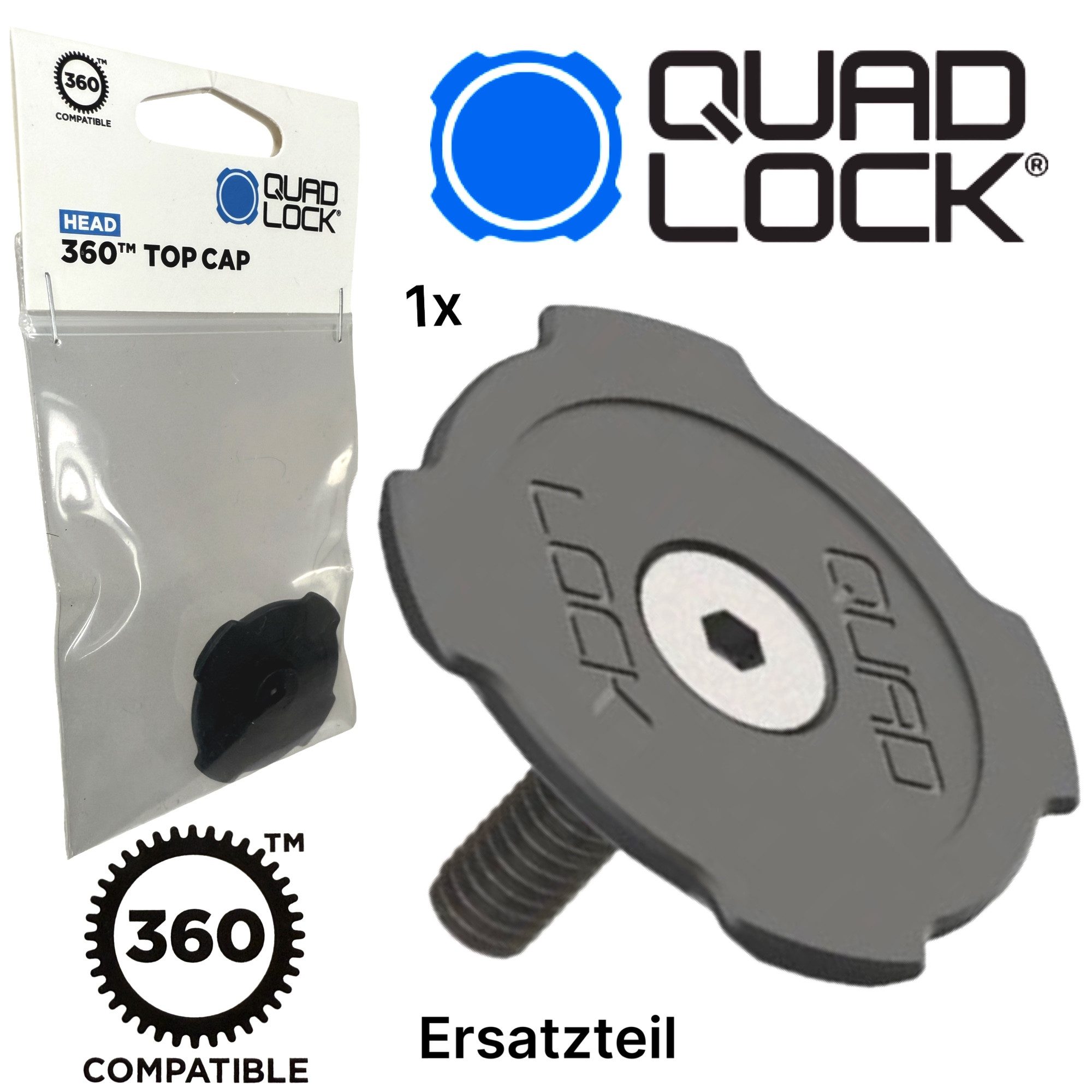 Quad Lock Handy-Halterung QUAD LOCK 360 Top Cap Verschlusskopf Ersatzteil Halteplatte +Schraube