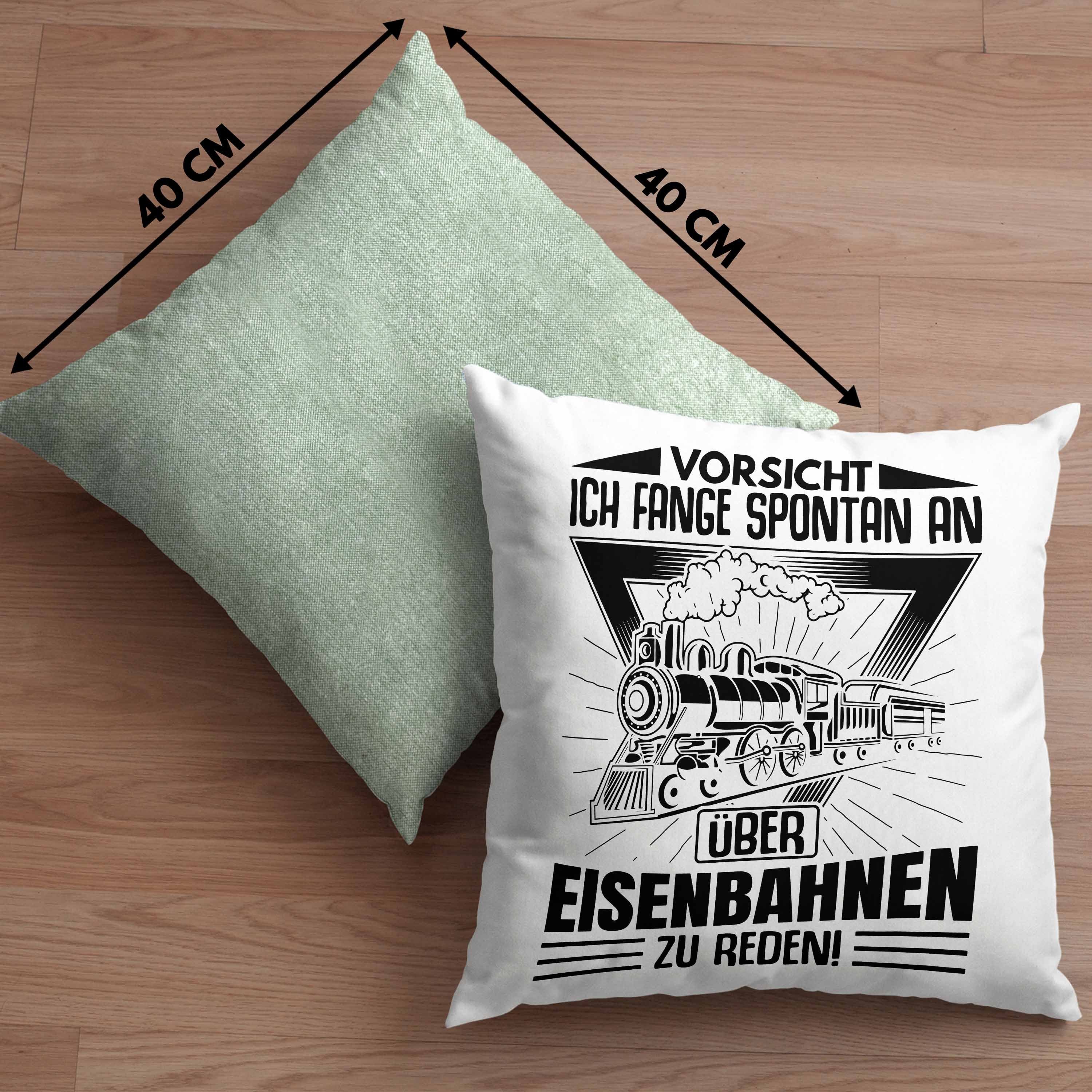 Geschenk Kissen Spontan Fange - Trendation Lokomotive Lokführer Füllung Grün 40x40 mit Spruch Eisenbahn Eisenbahner Geschenkidee An Reden Über Dekokissen Trendation Eisenbahn Dekokissen Zu Modelleisenbahn