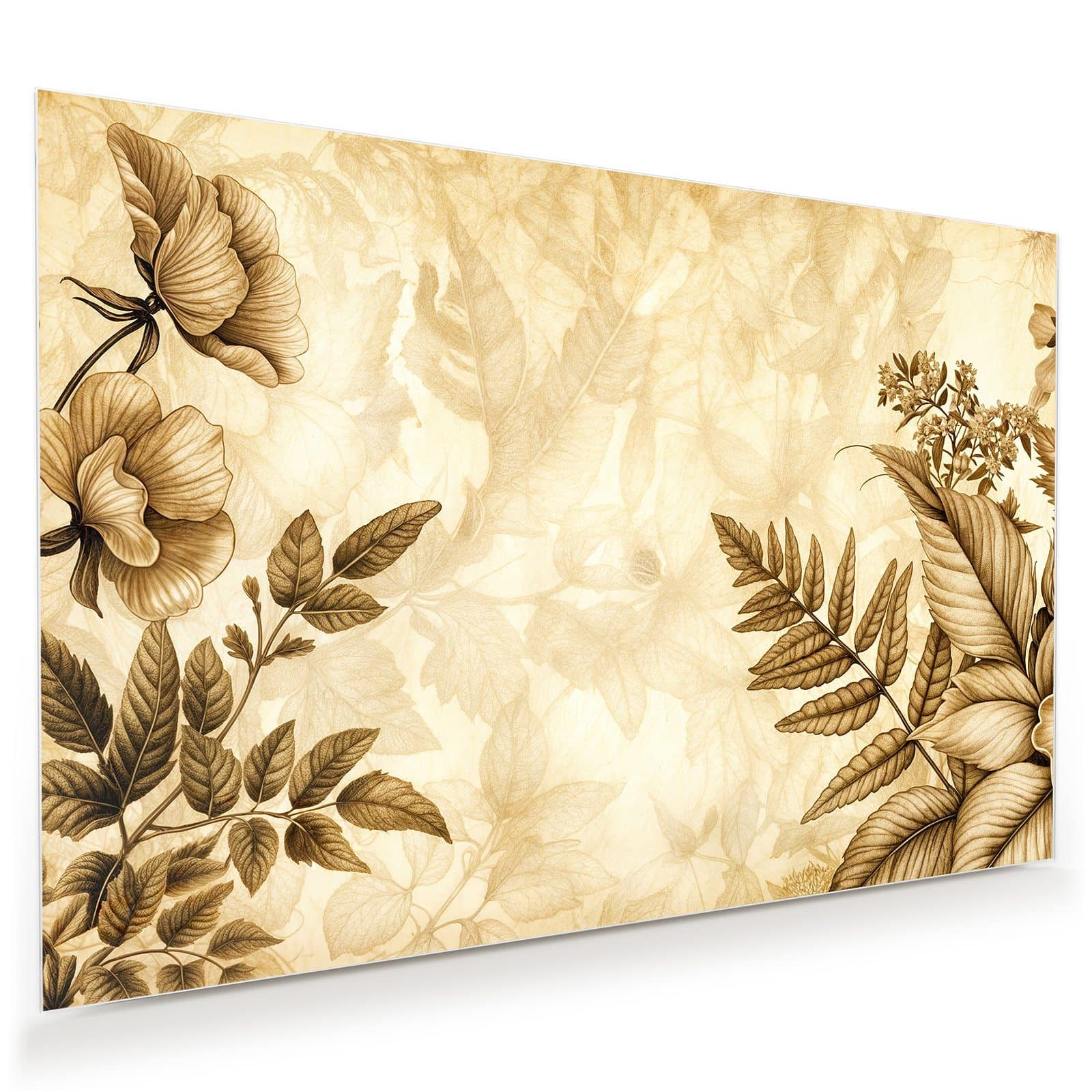 Primedeco Glasbild Wandbild Blumenblatt Kunstwerk mit Aufhängung, Blumen & Pflanzen (21 verschiedene Größen, 1 St), Elegante Aufhängung